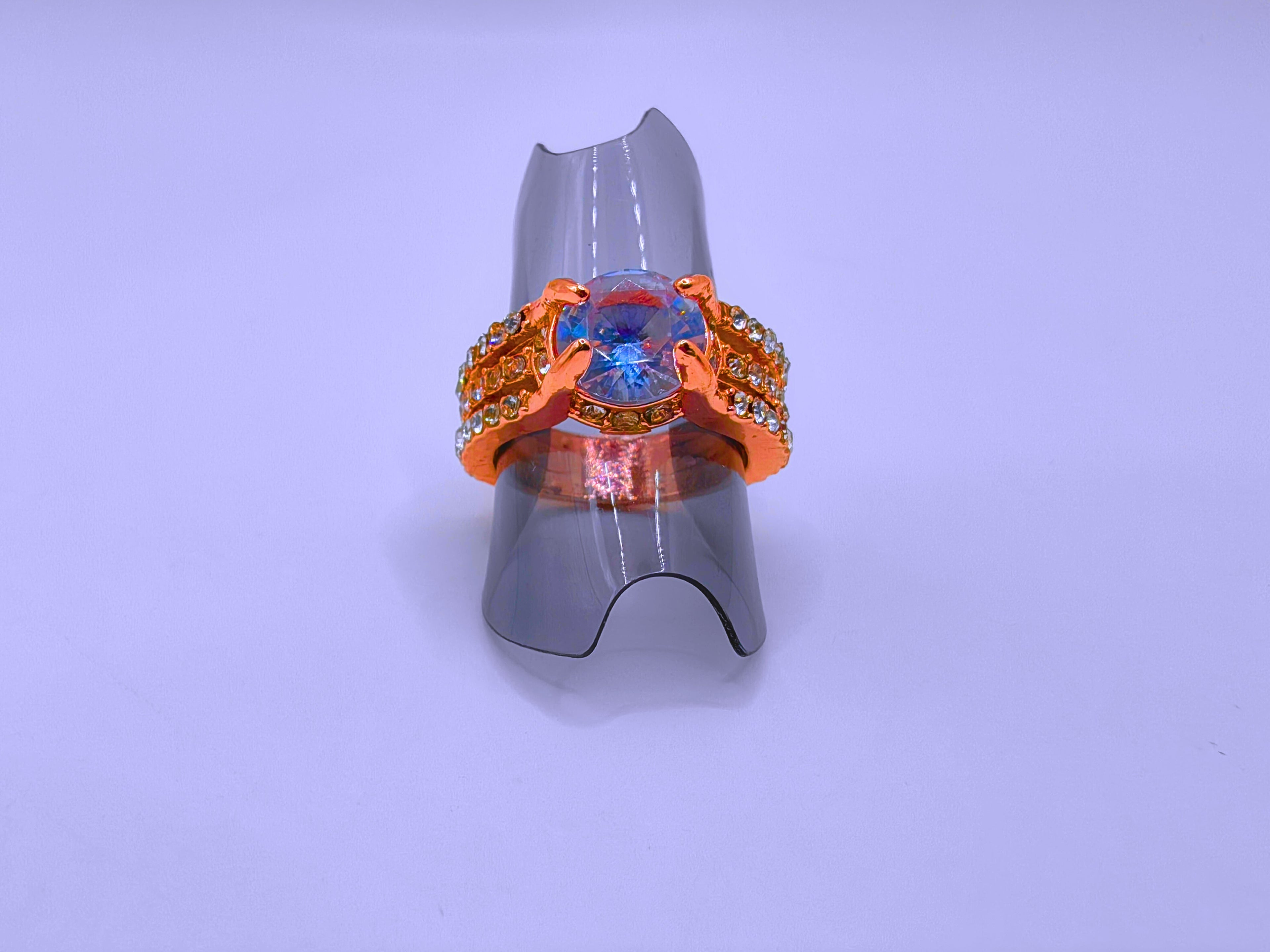 RB0001,02,03 - Anillo Cobre Moderno Circonita Cubica Chapa Oro 14k Calenbi