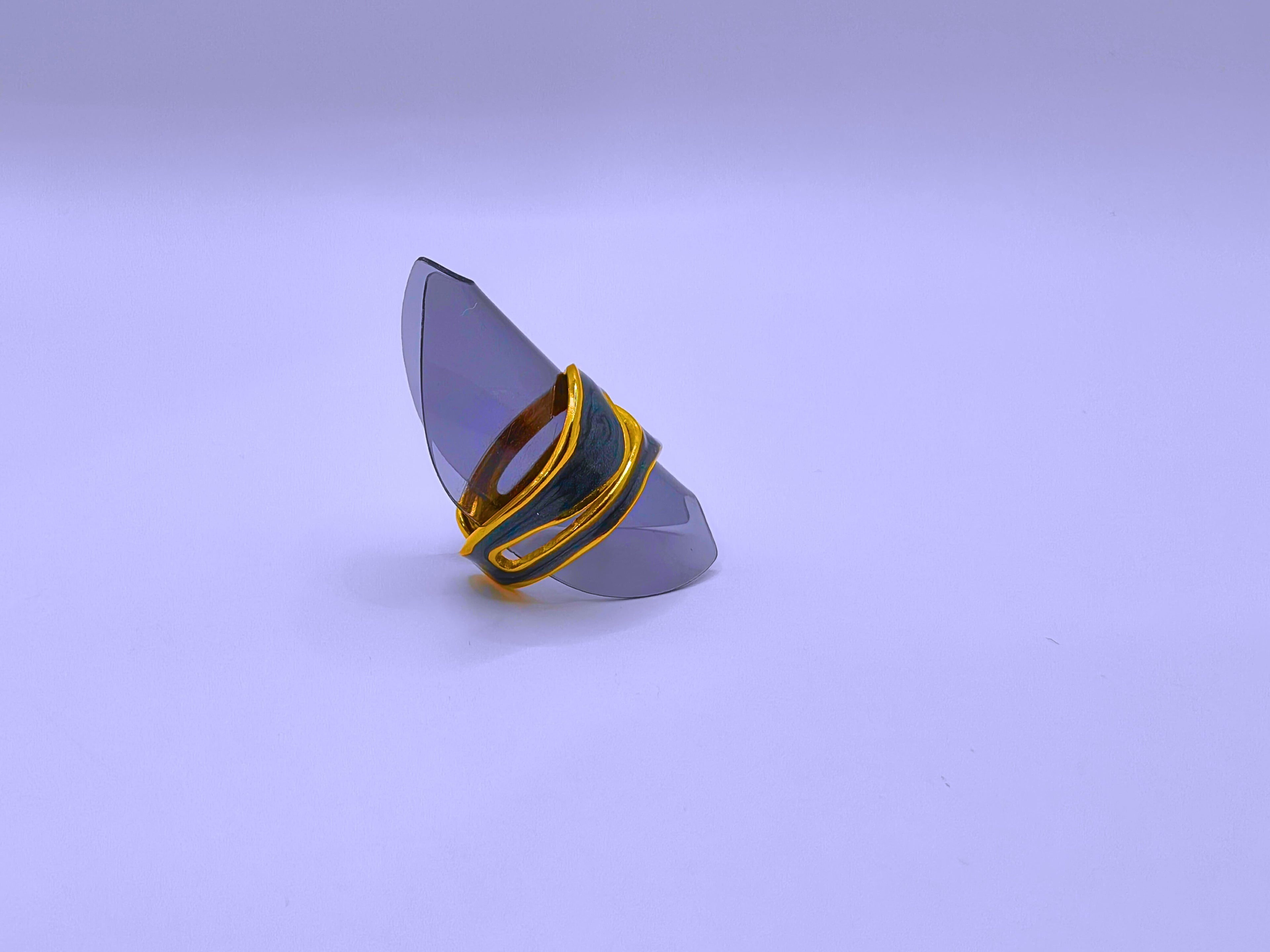 RB0006-10 Anillo Acero Inoxidable Epoxica Chapa Oro 10k Calenbi