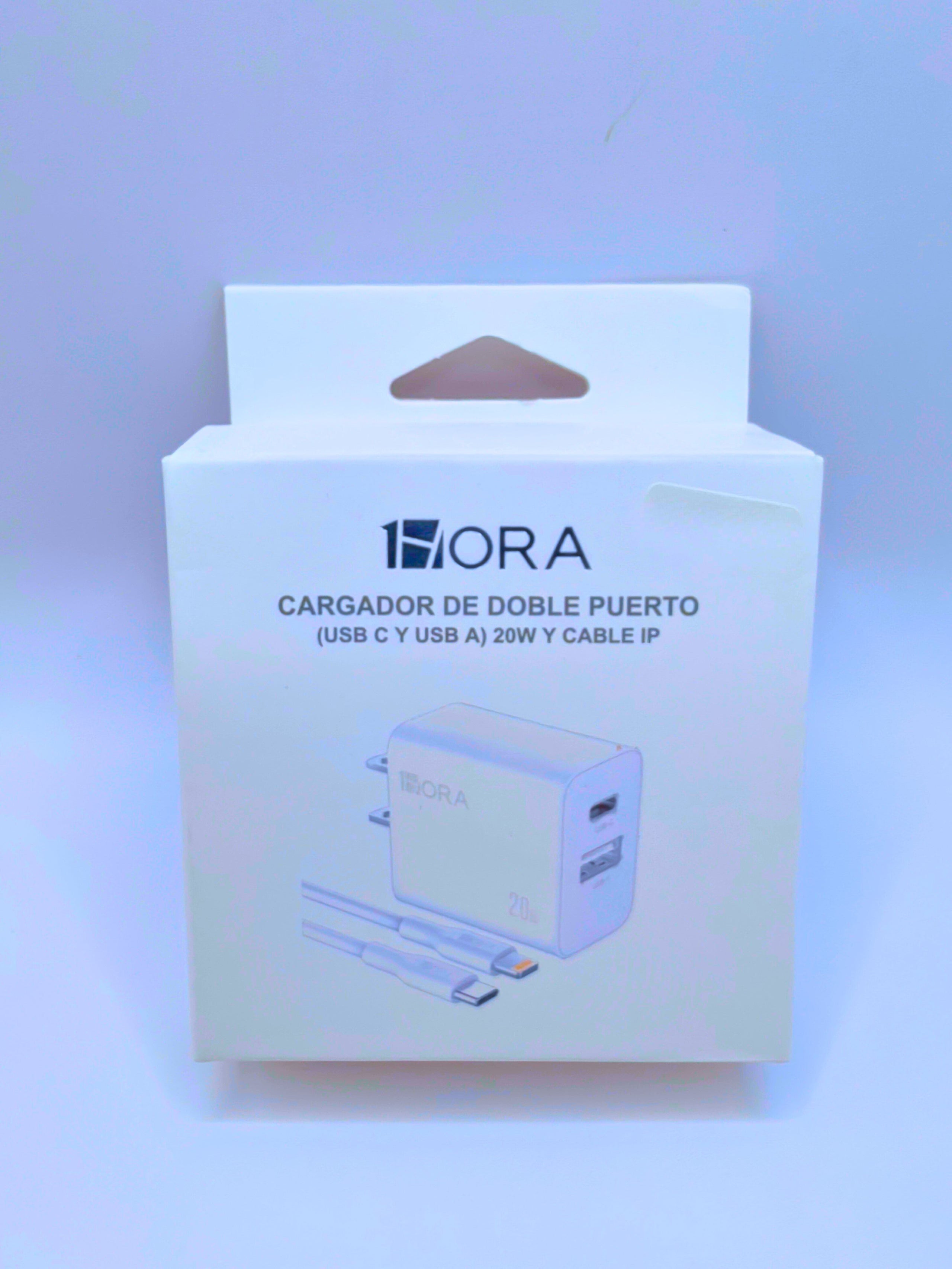 GAR163 - Cargador De Doble Puerto (USB "C" y USB "A") 20W y Cable IP