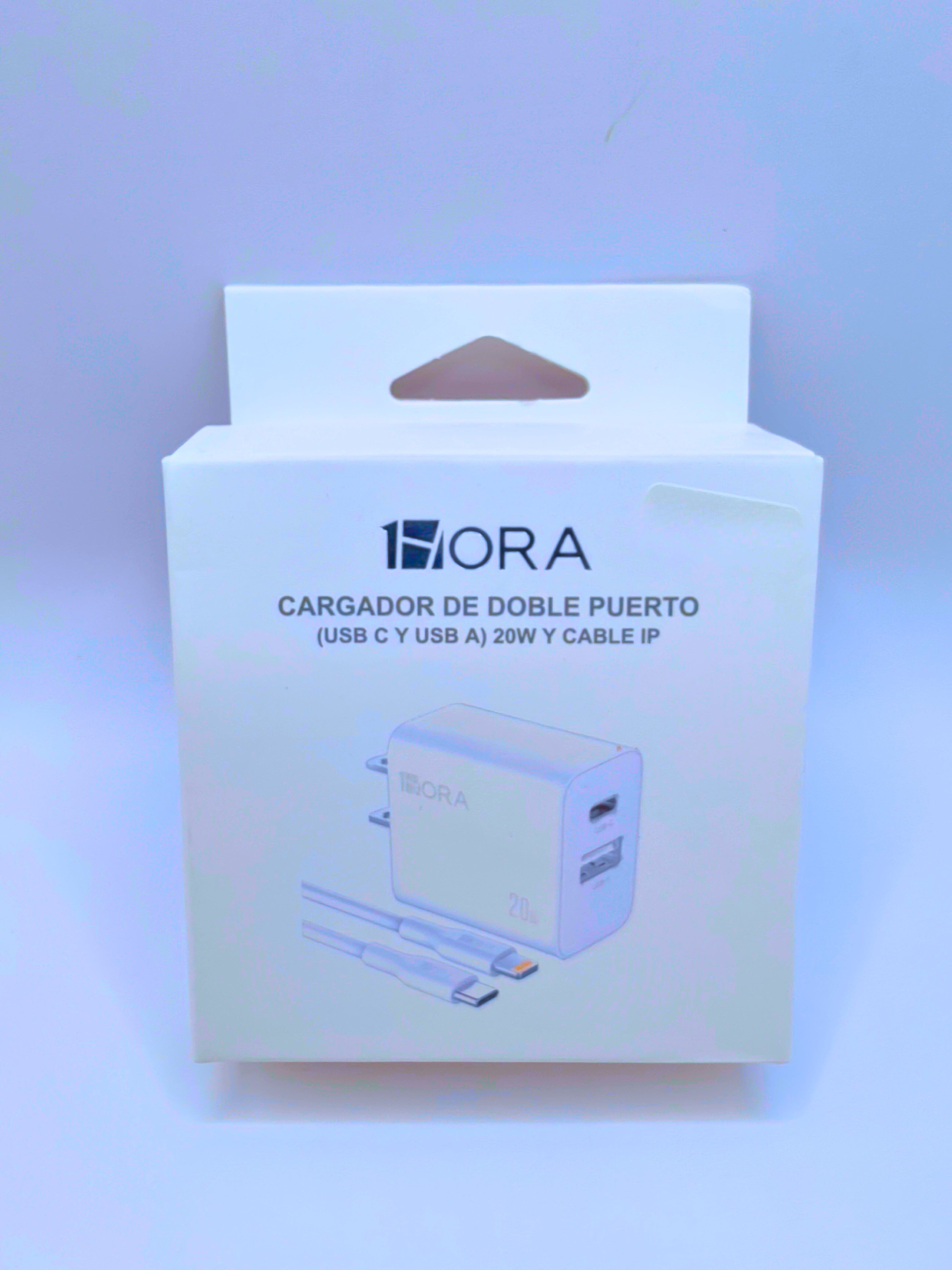 GAR163 - Cargador De Doble Puerto (USB "C" y USB "A") 20W y Cable IP