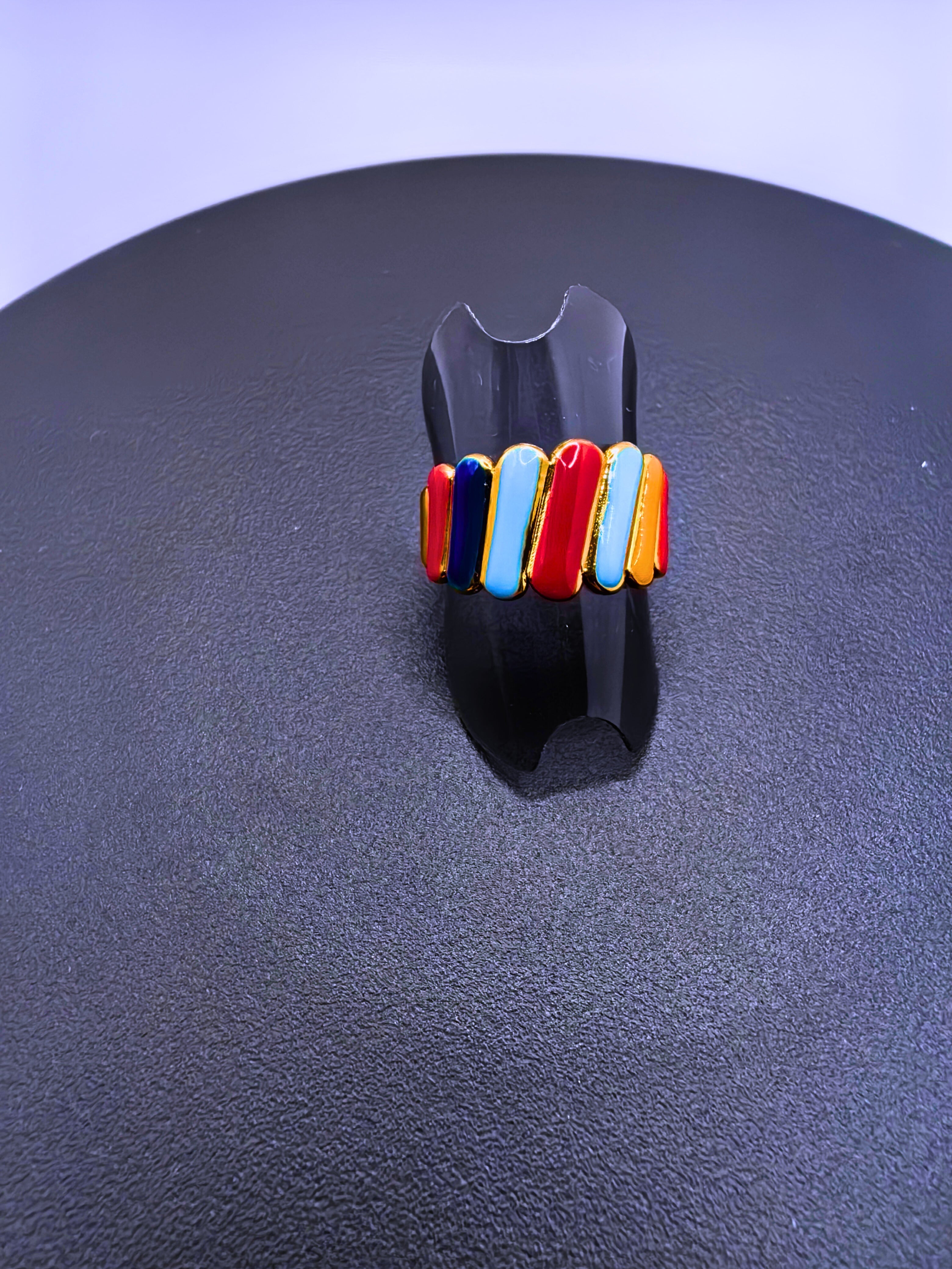 RB0019 - Anillo Acero Inoxidable Epoxica Chapa Oro 14k Calenbi