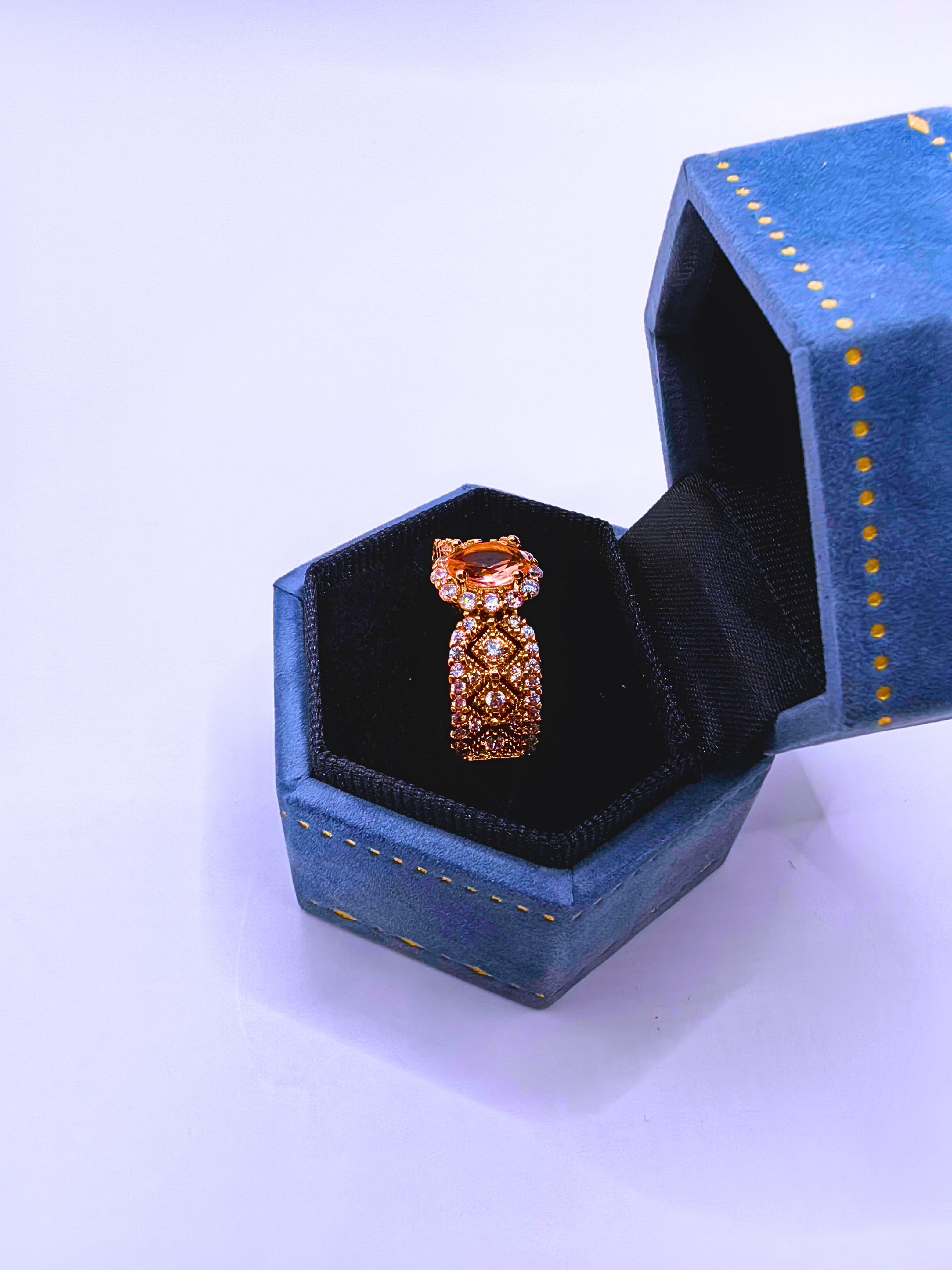 RB0061 - Anillo Acero Inoxidable Circonita Chapa Oro Rosa 14K Calenbi