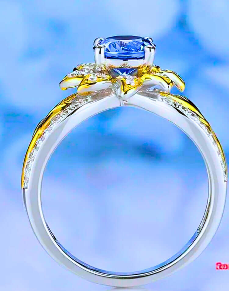 SR0059 - Anillo S925 Esterlina "Flor Amarilla" Circonita Calenbi