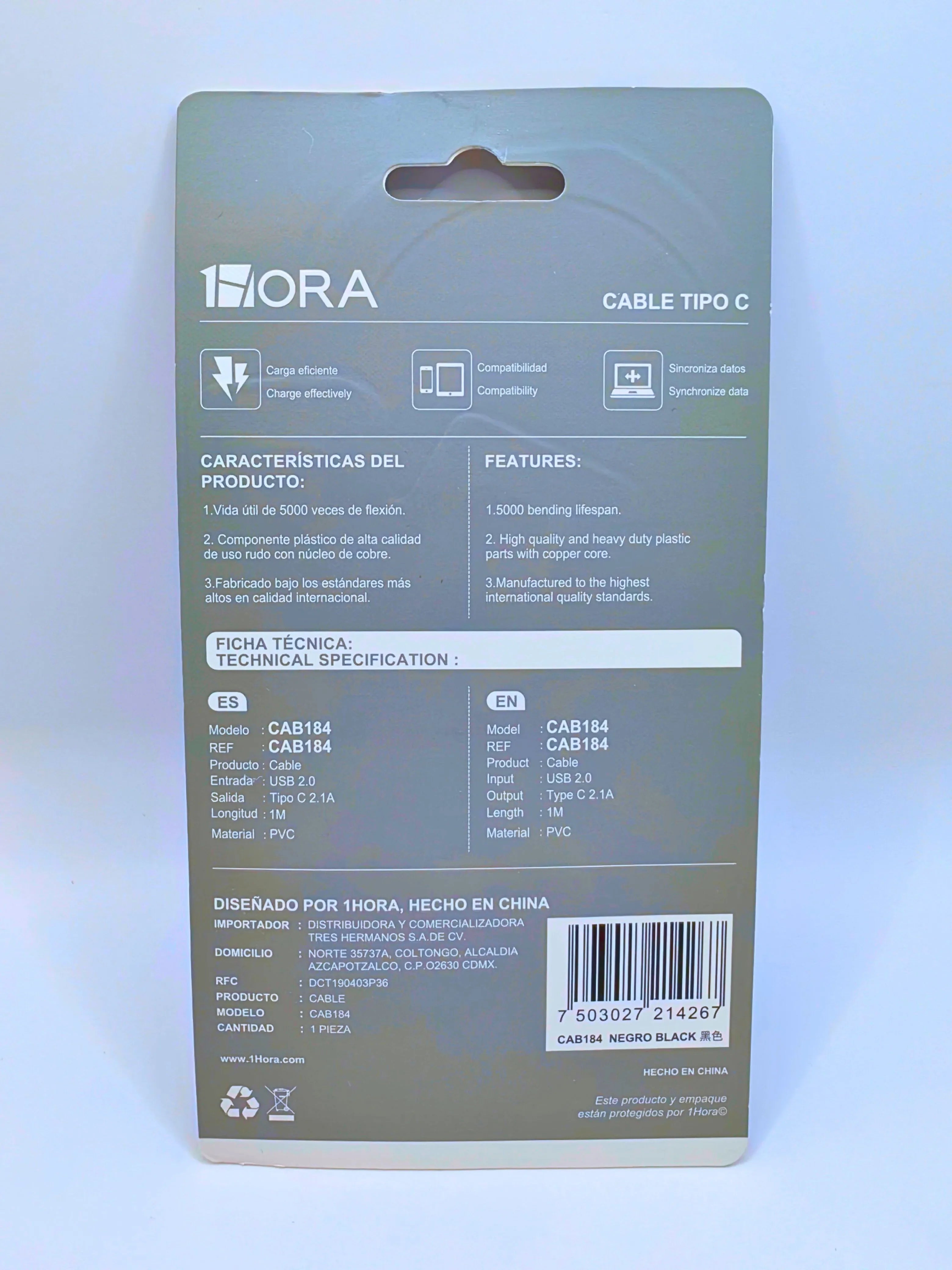 CAB184 - Carga y Sincronizacion De Datos Tipo "C" 2M 2.1A