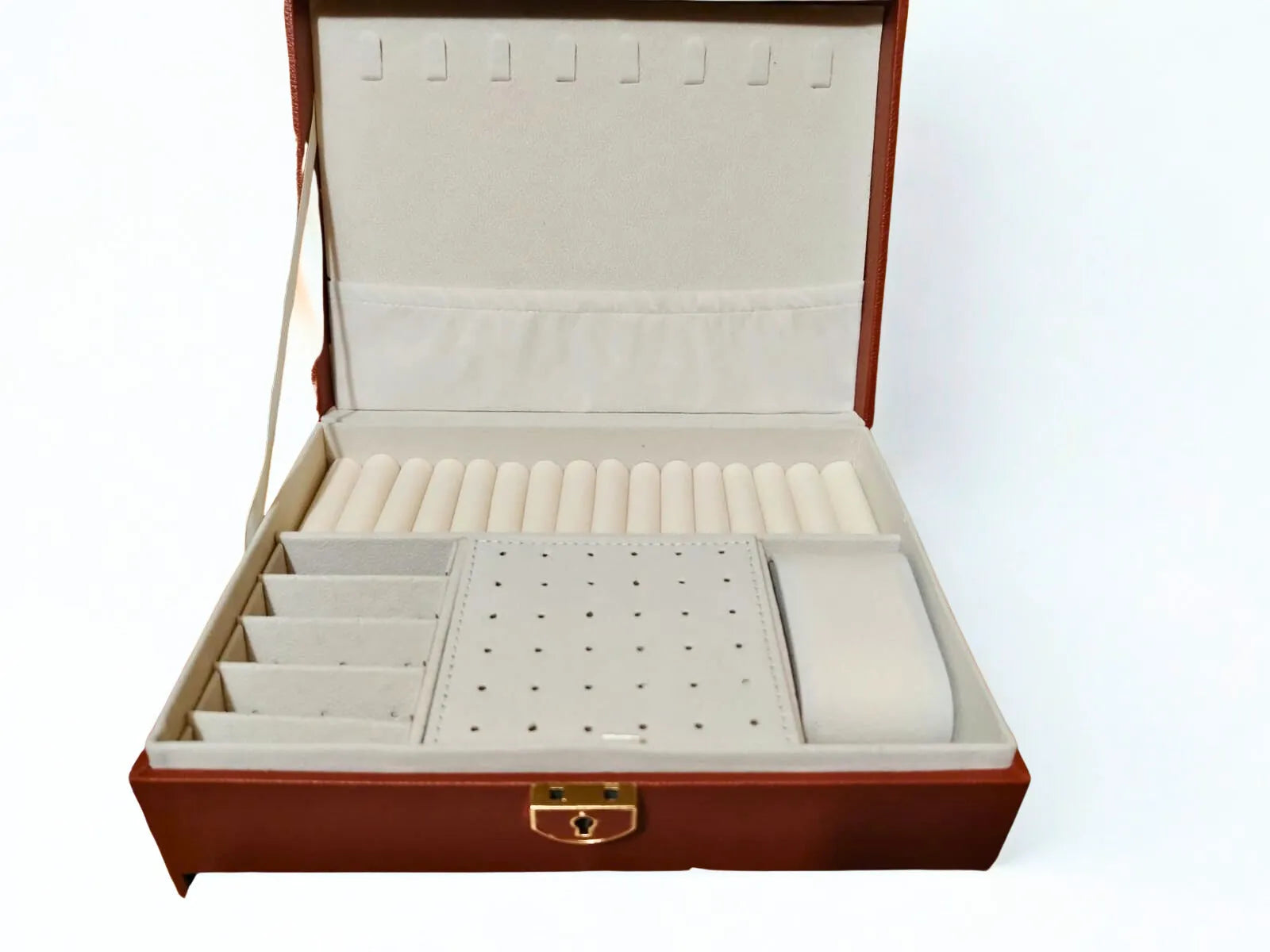 CA0007 - Joyero Mediano Varios Compartimentos Café Calenbi