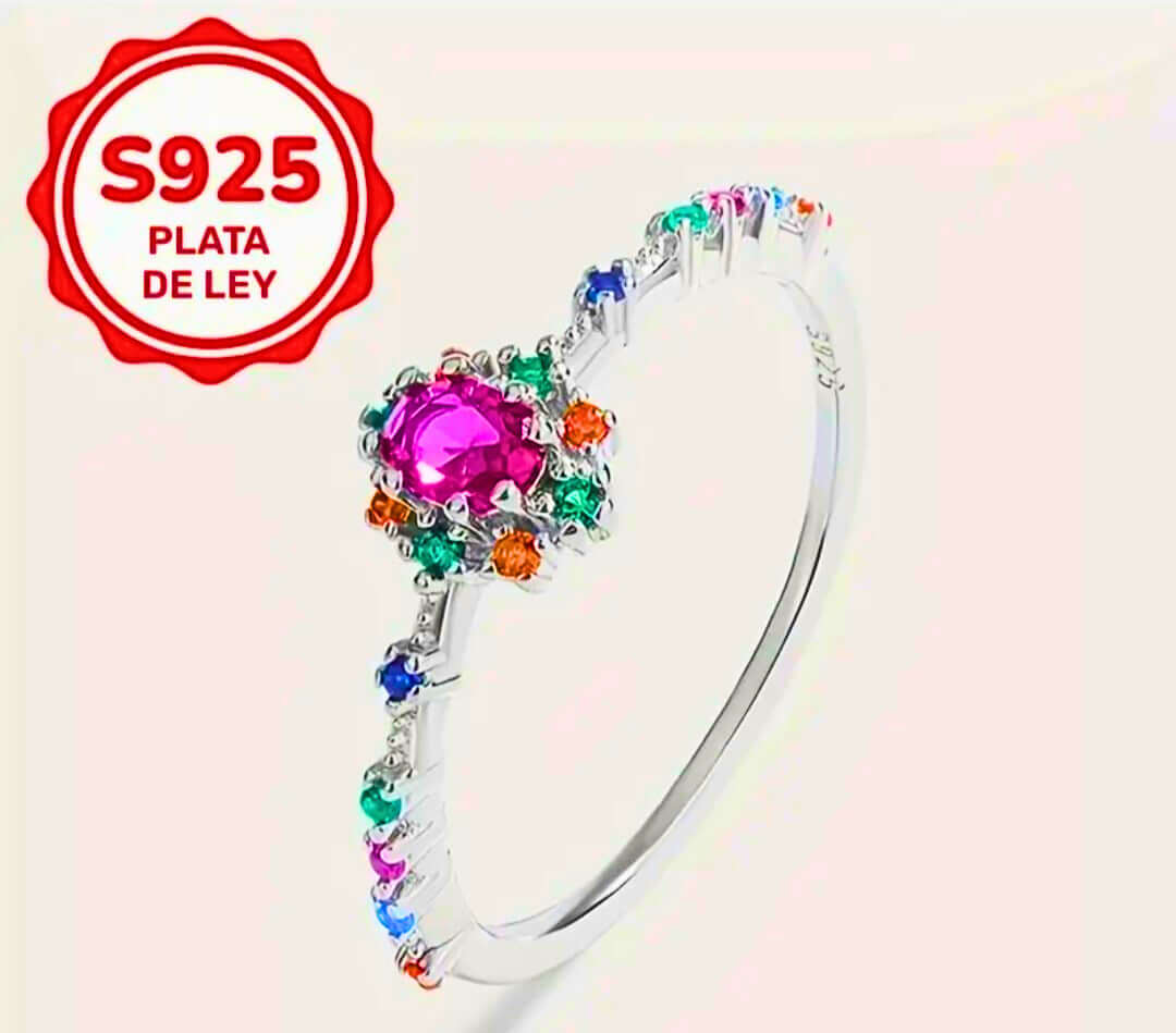 SR0055 - Anillo S925 Ley "Real Púrpura" Circonita Calenbi