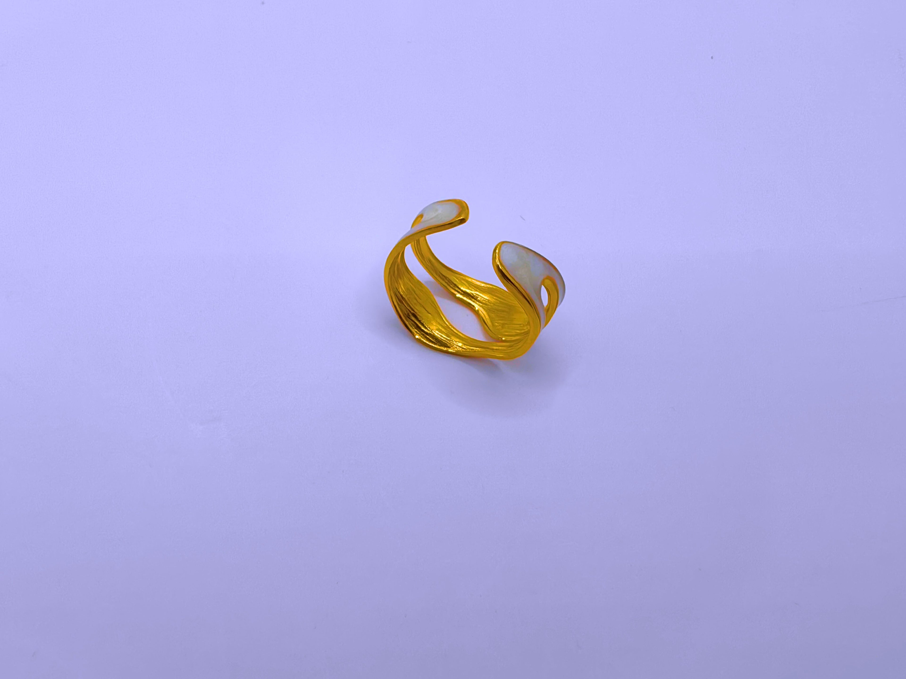 RB0006-10 Anillo Acero Inoxidable Epoxica Chapa Oro 10k Calenbi