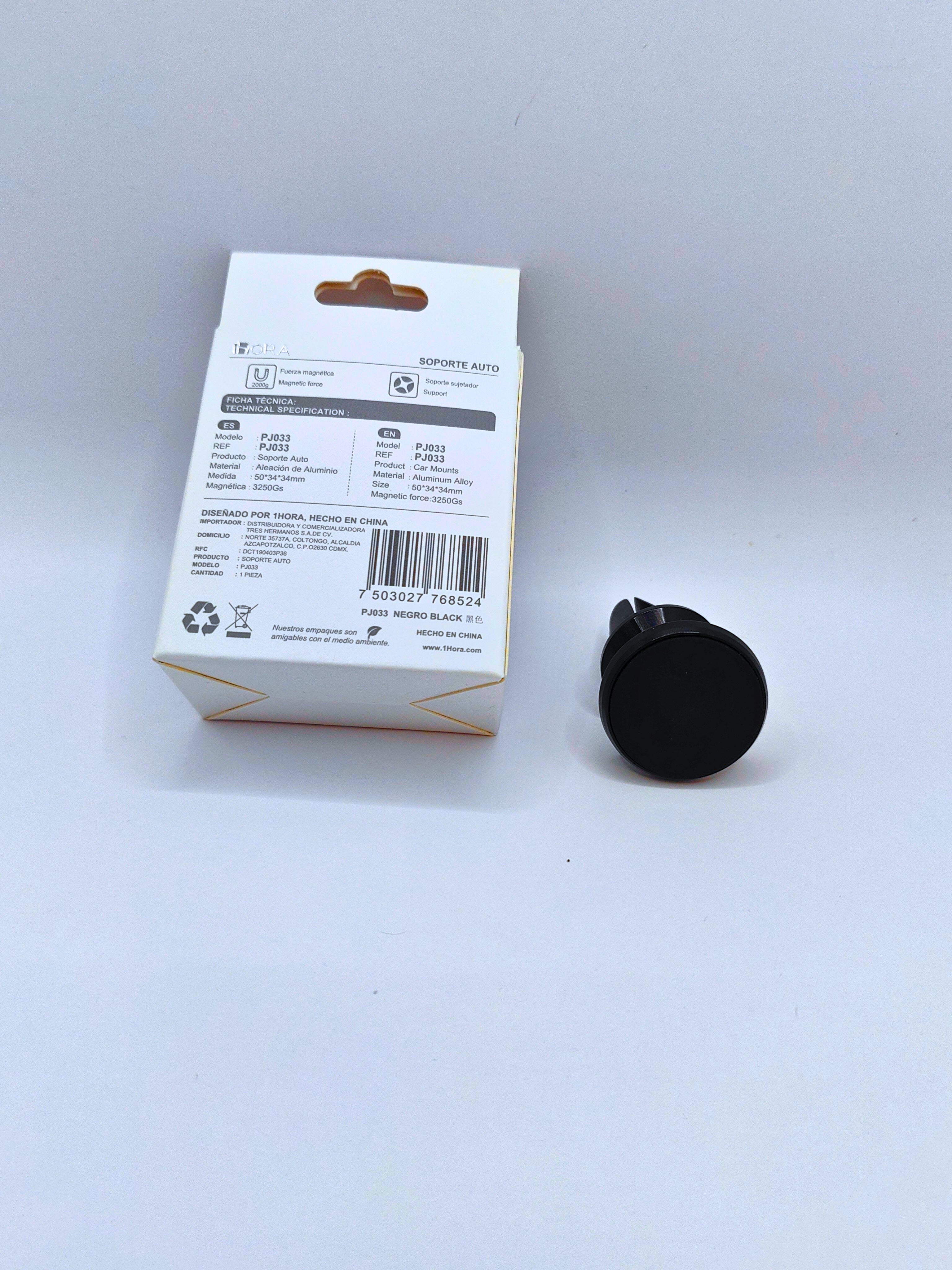 PJ033 - Soporte Magnético Celular Para Automóvil Negro 1Hora