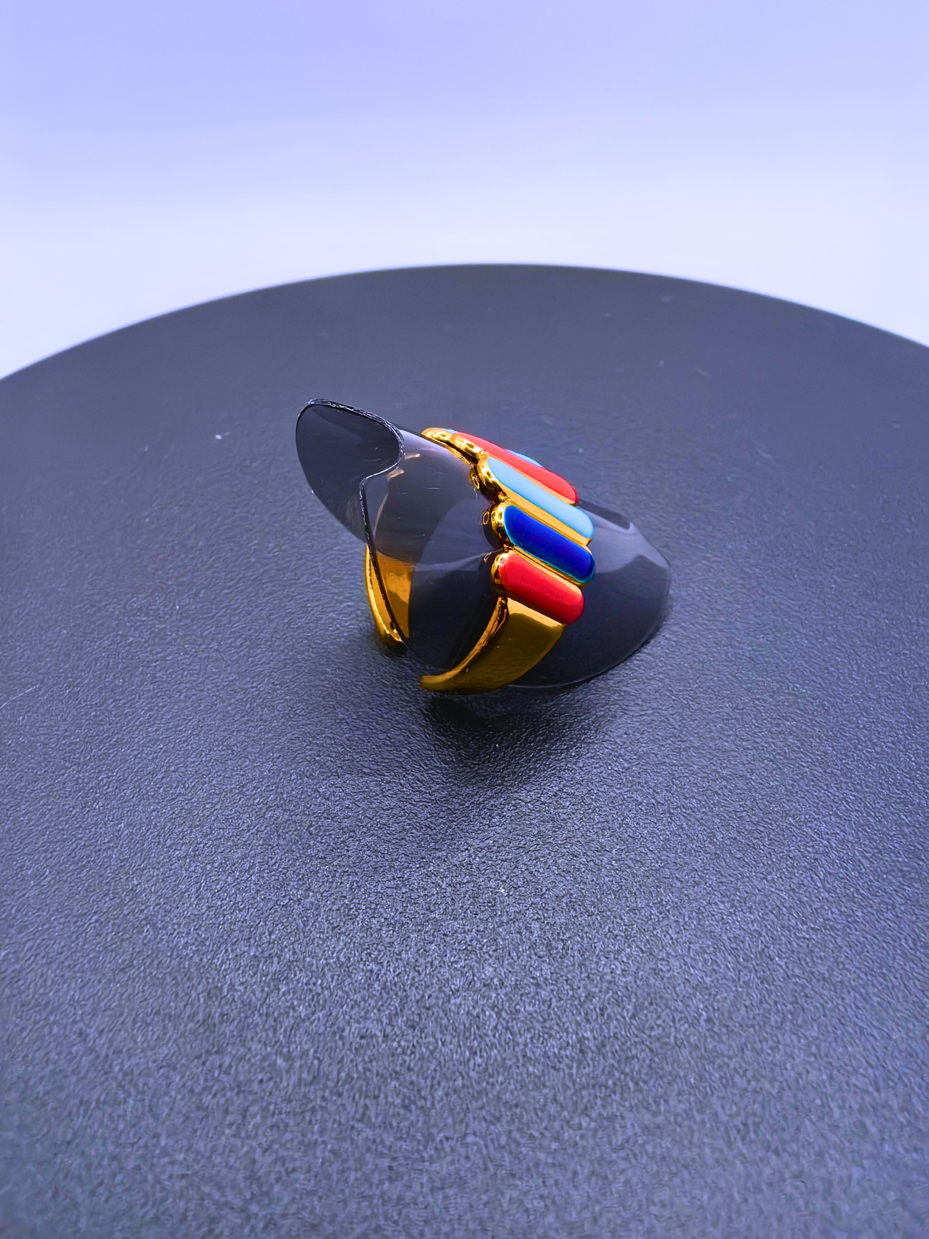 RB0019 - Anillo Acero Inoxidable Epoxica Chapa Oro 14k Calenbi