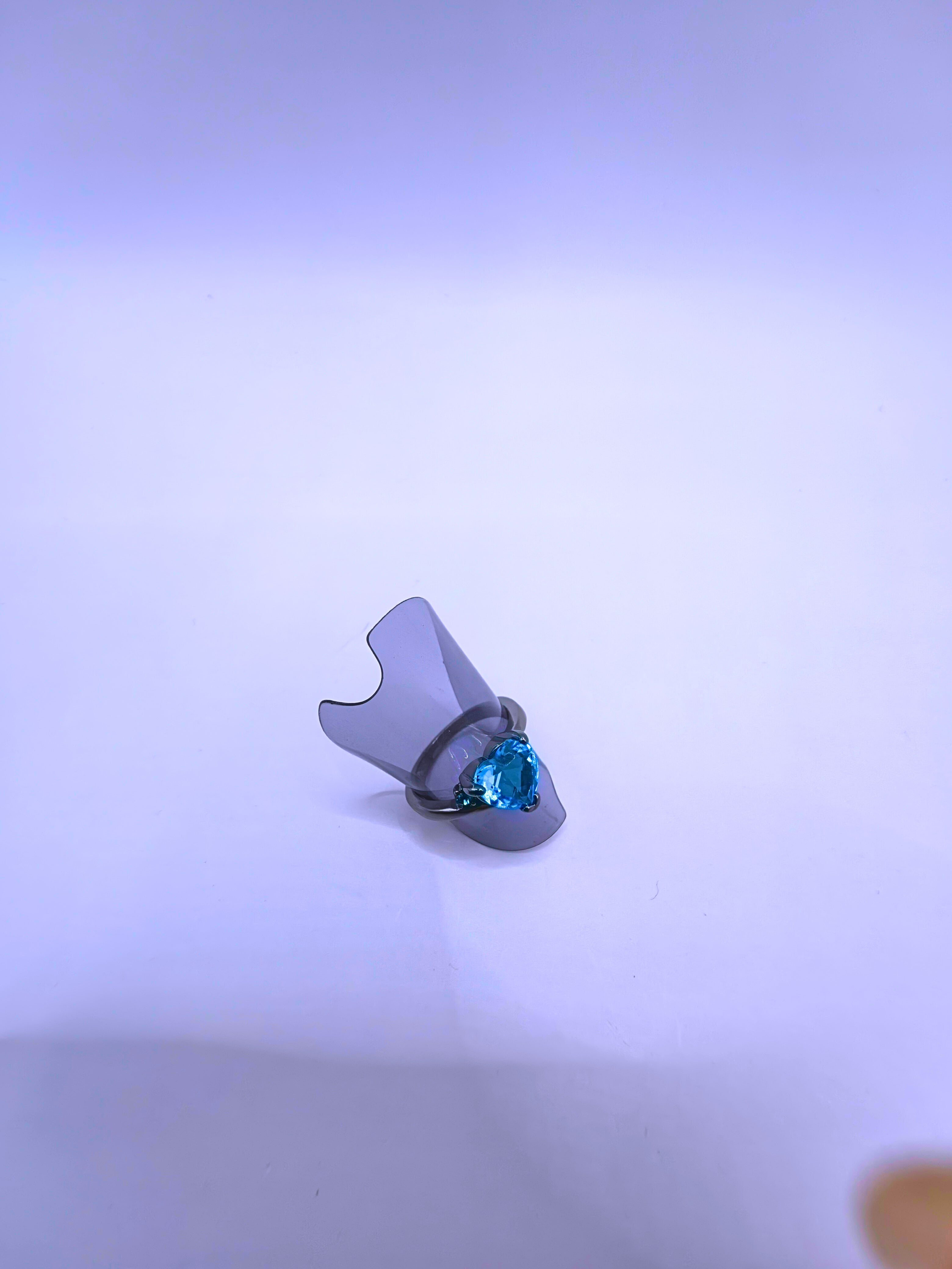 RB0063 - Anillo Cobre Circonita Cubica Azul Cerrado Negro Calenbi