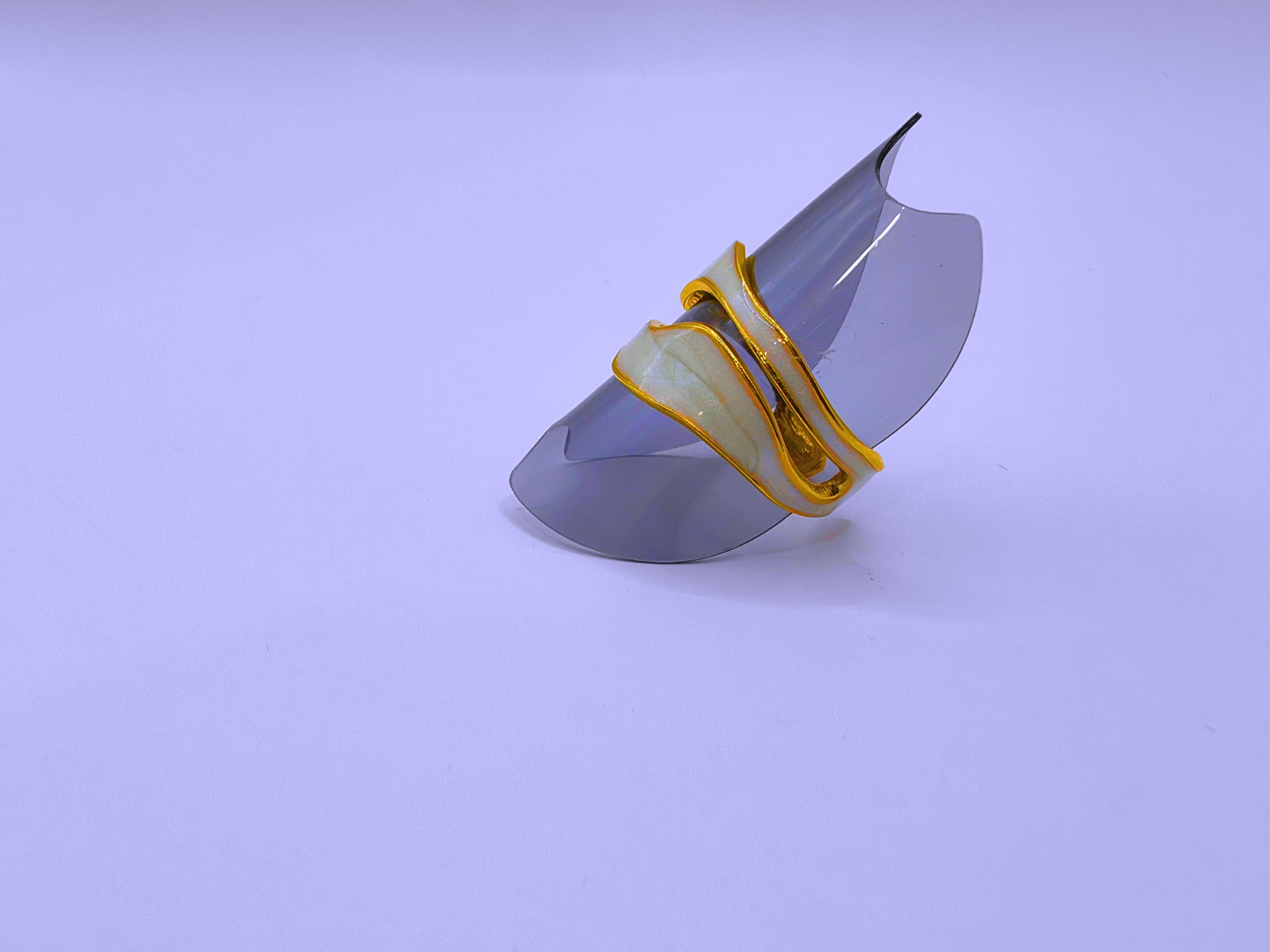 RB0006-10 Anillo Acero Inoxidable Epoxica Chapa Oro 10k Calenbi