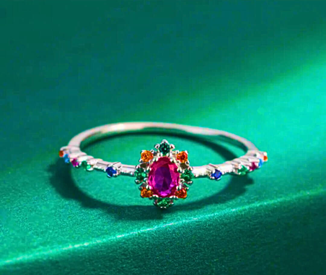 SR0055 - Anillo S925 Ley "Real Púrpura" Circonita Calenbi