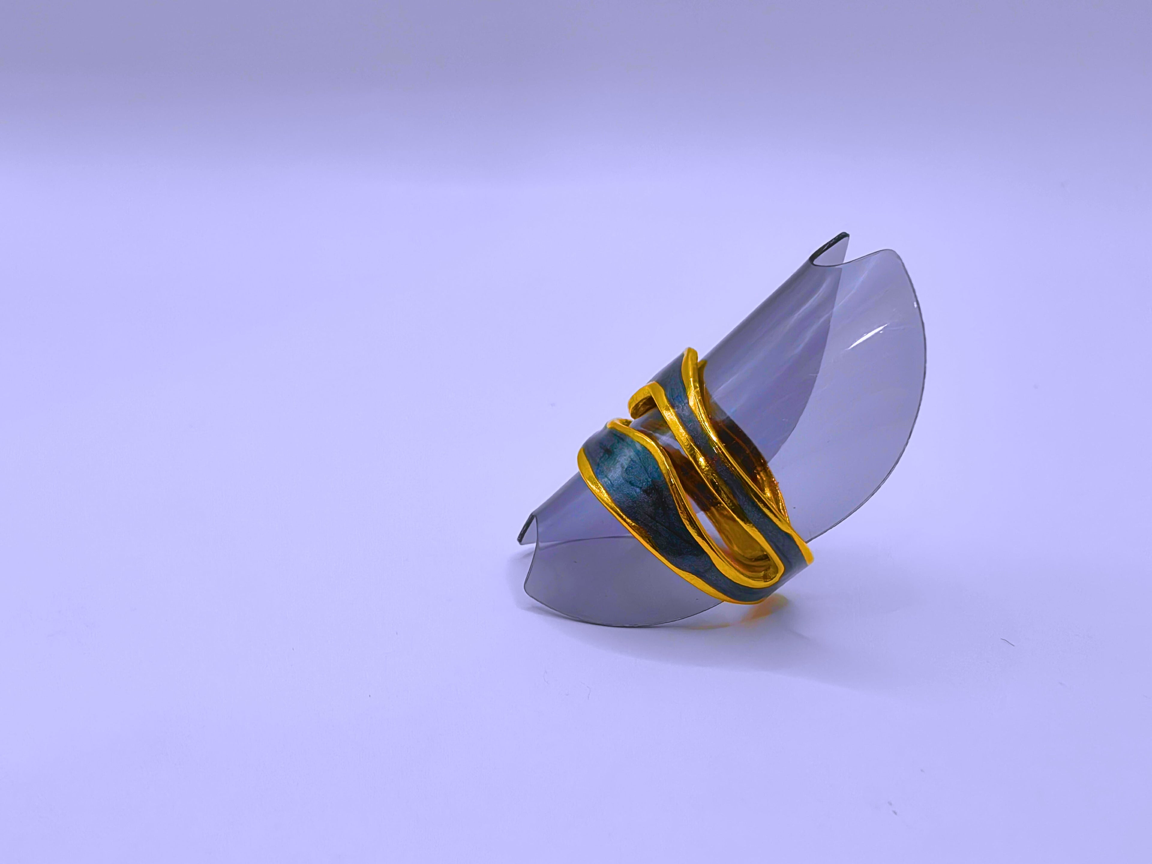 RB0006-10 Anillo Acero Inoxidable Epoxica Chapa Oro 10k Calenbi