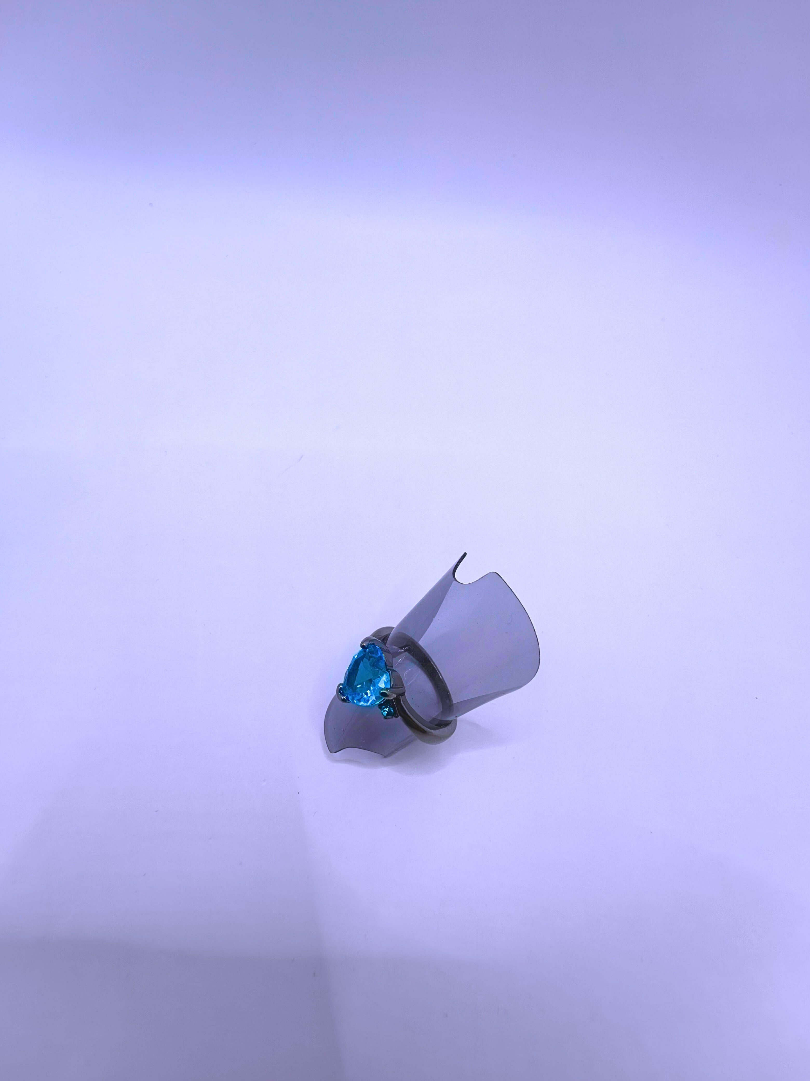 RB0063 - Anillo Cobre Circonita Cubica Azul Cerrado Negro Calenbi