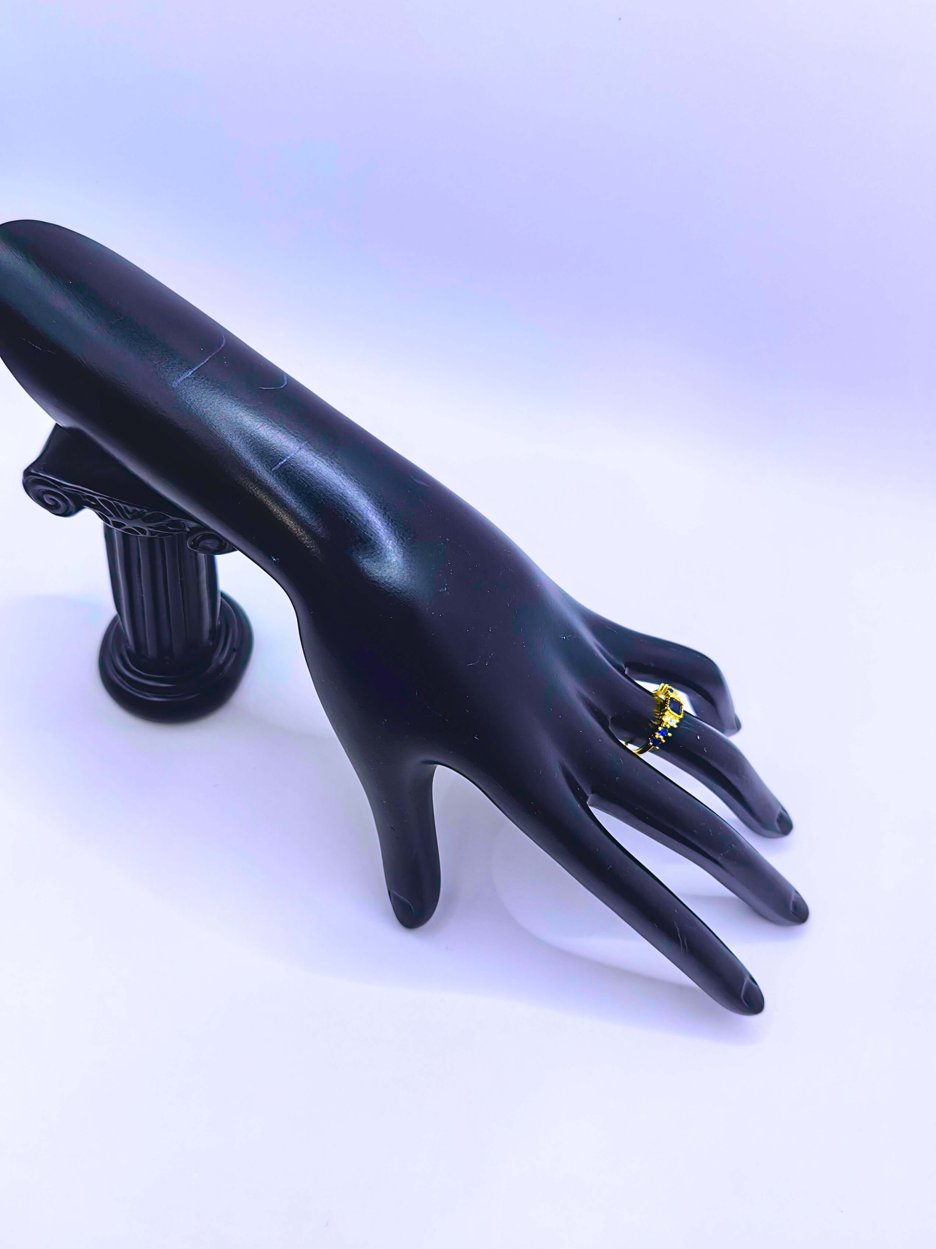 SR0029 - Anillo S925 Ley Circonita Azul Marino Chapa Oro 12K Calenbi