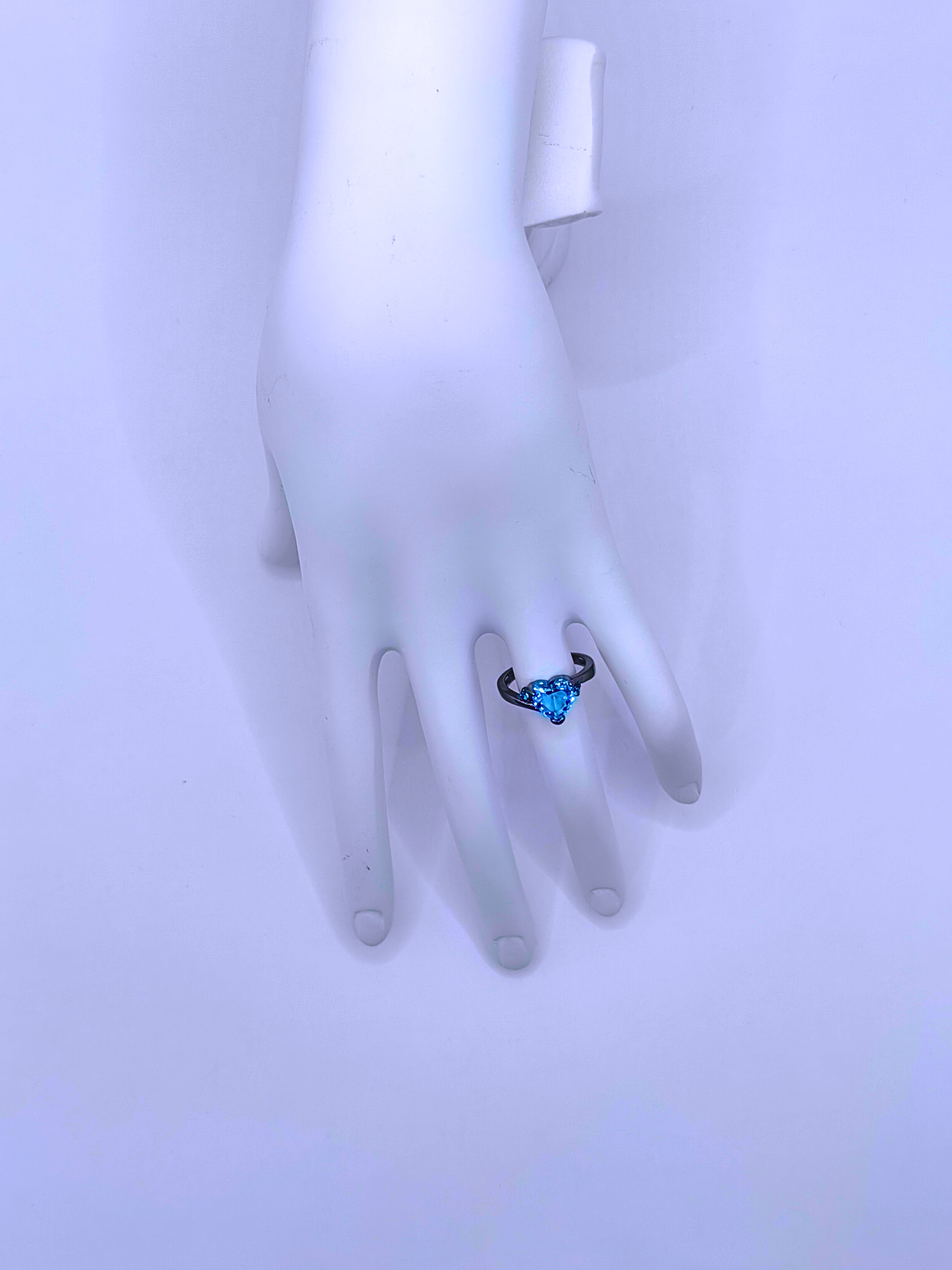 RB0063 - Anillo Cobre Circonita Cubica Azul Cerrado Negro Calenbi