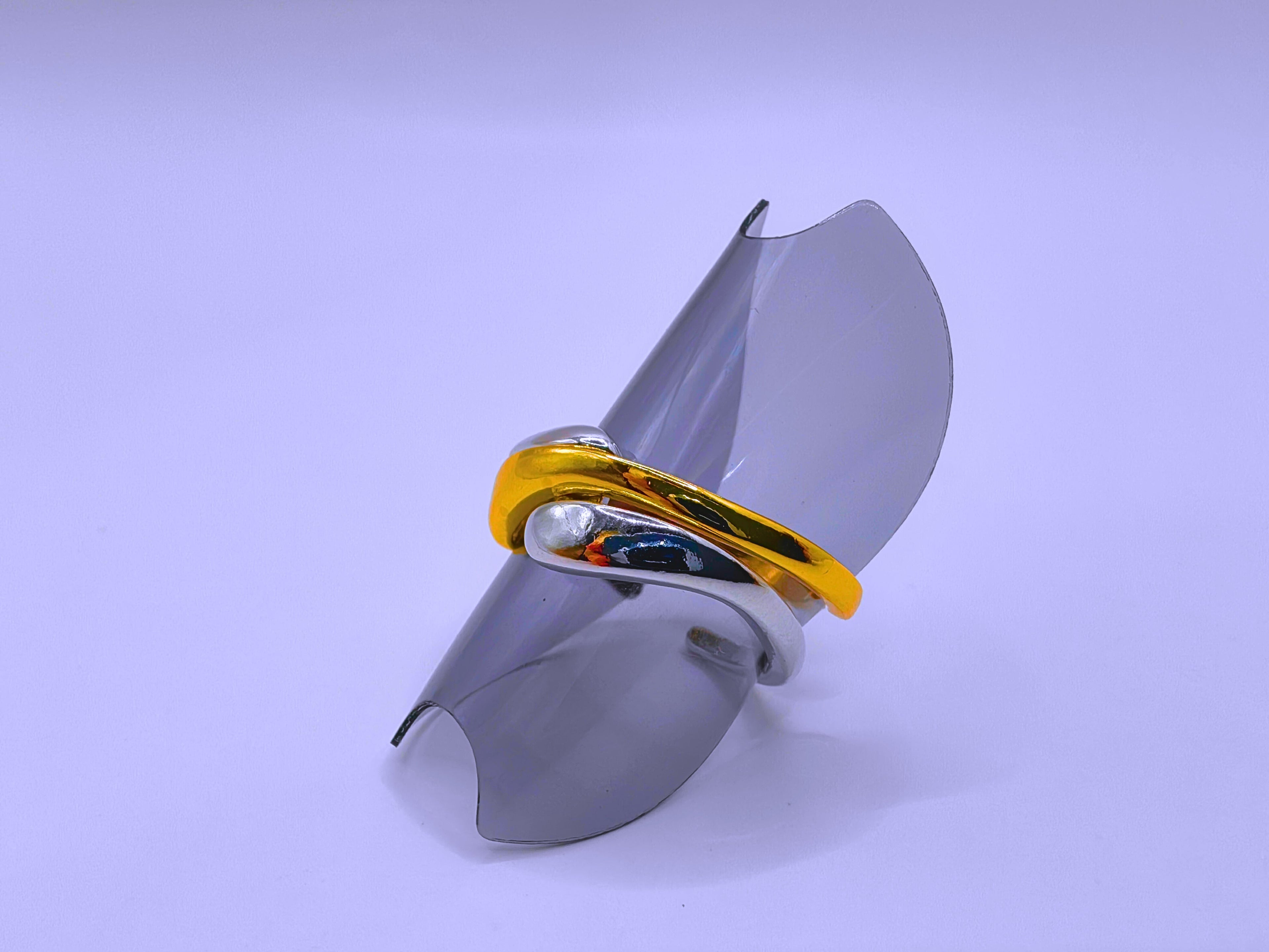 RB0064 - Anillo Acero Inoxidable Doble Chapa Oro 10k Calenbi