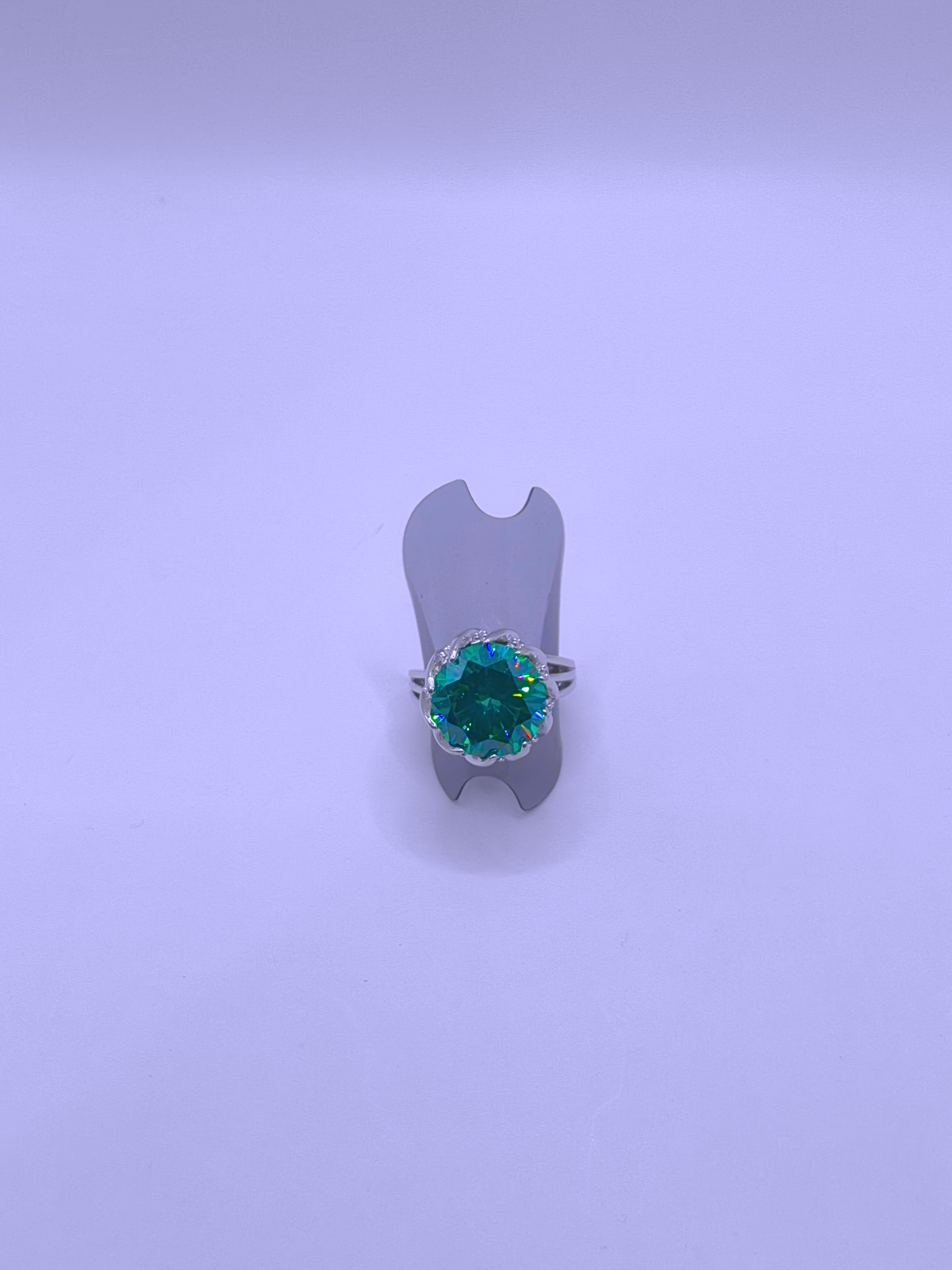 RB0017 - Anillo Aleación Circonita Cubica Turquesa Ajustable Calenbi