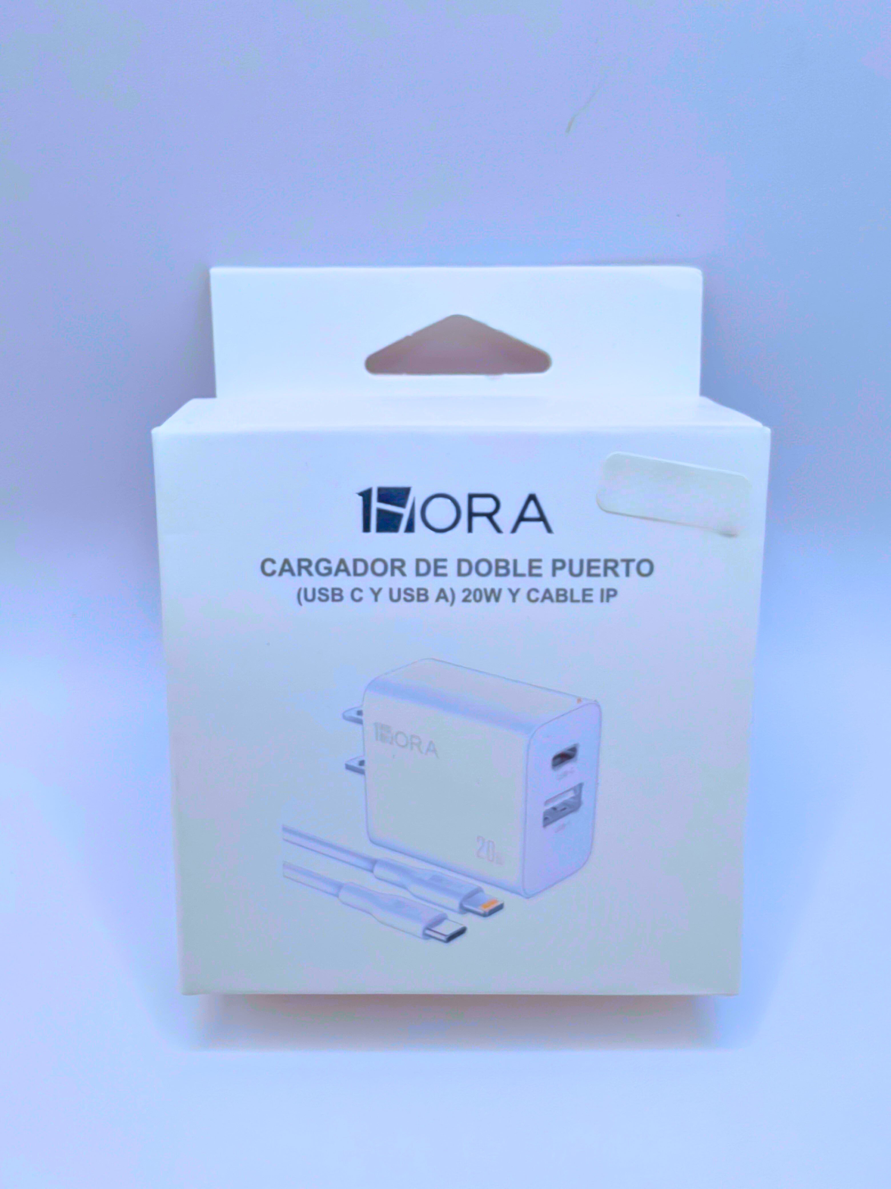 GAR163 - Cargador De Doble Puerto USB "A" Y USB "C" 20W + Cable Ip