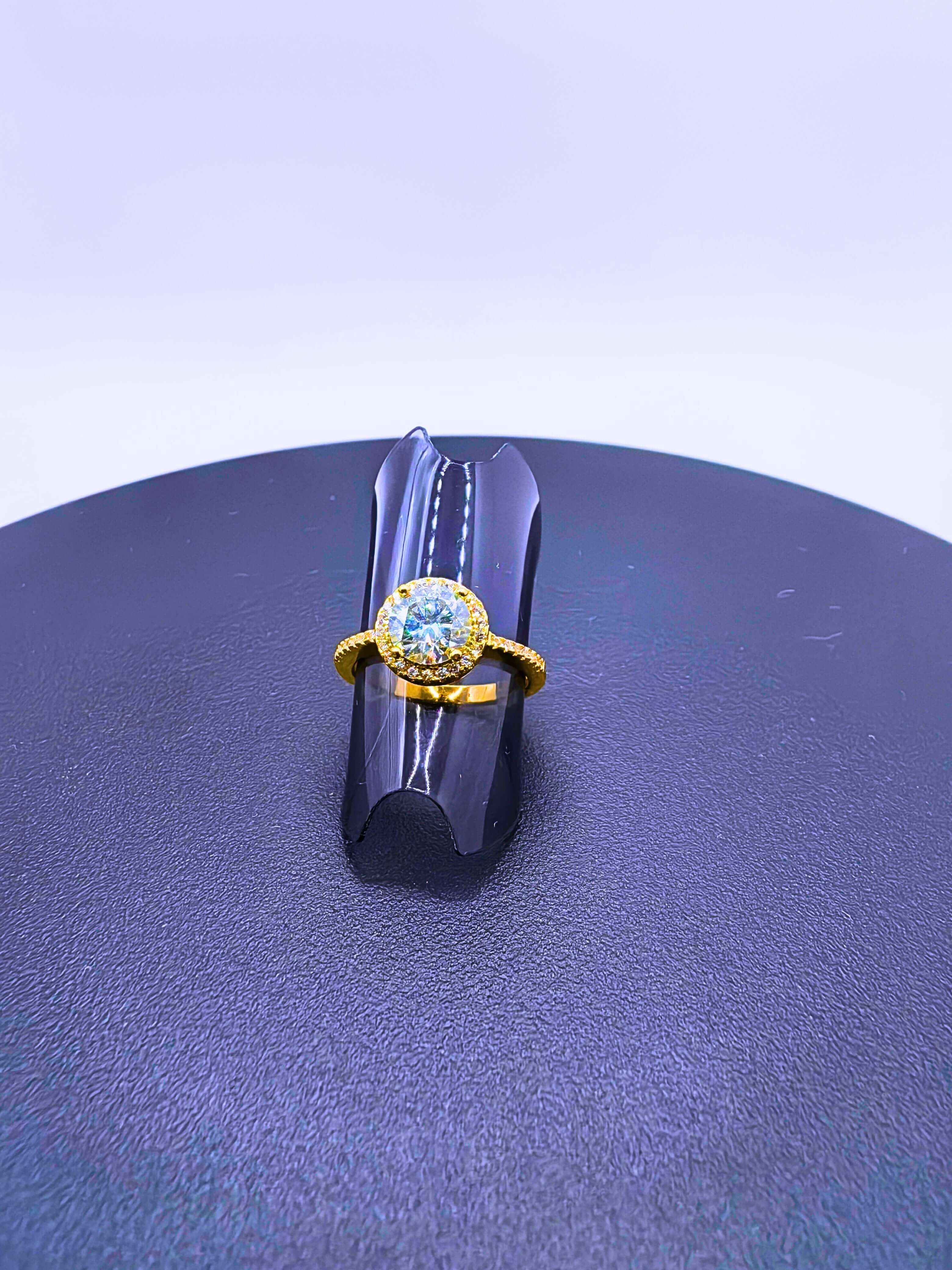 SR0065 - Anillo S925 Esterlina "Compromiso" MOISSANITA Chapa Oro 14k Calenbi