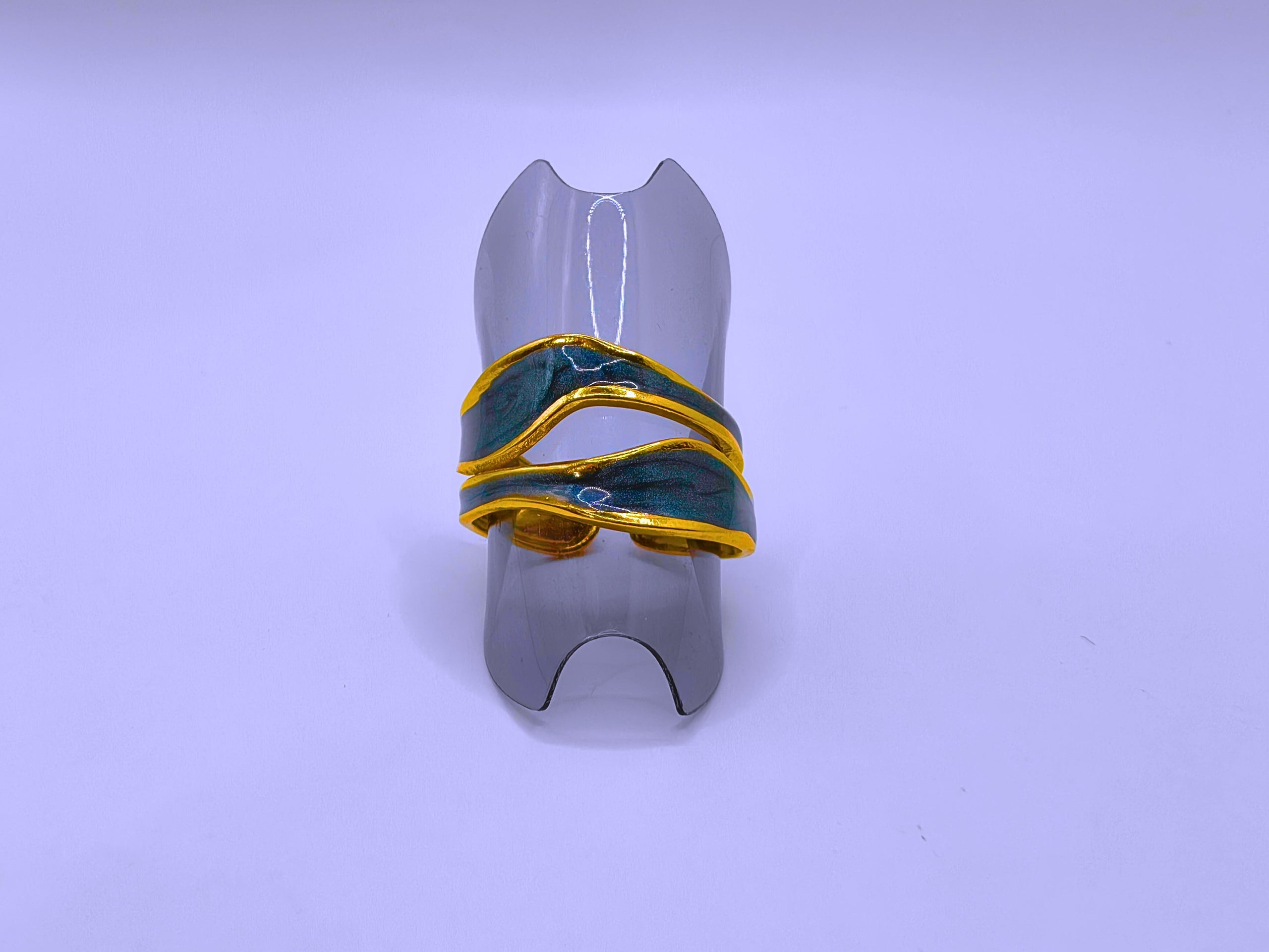 RB0006-10 Anillo Acero Inoxidable Epoxica Chapa Oro 10k Calenbi