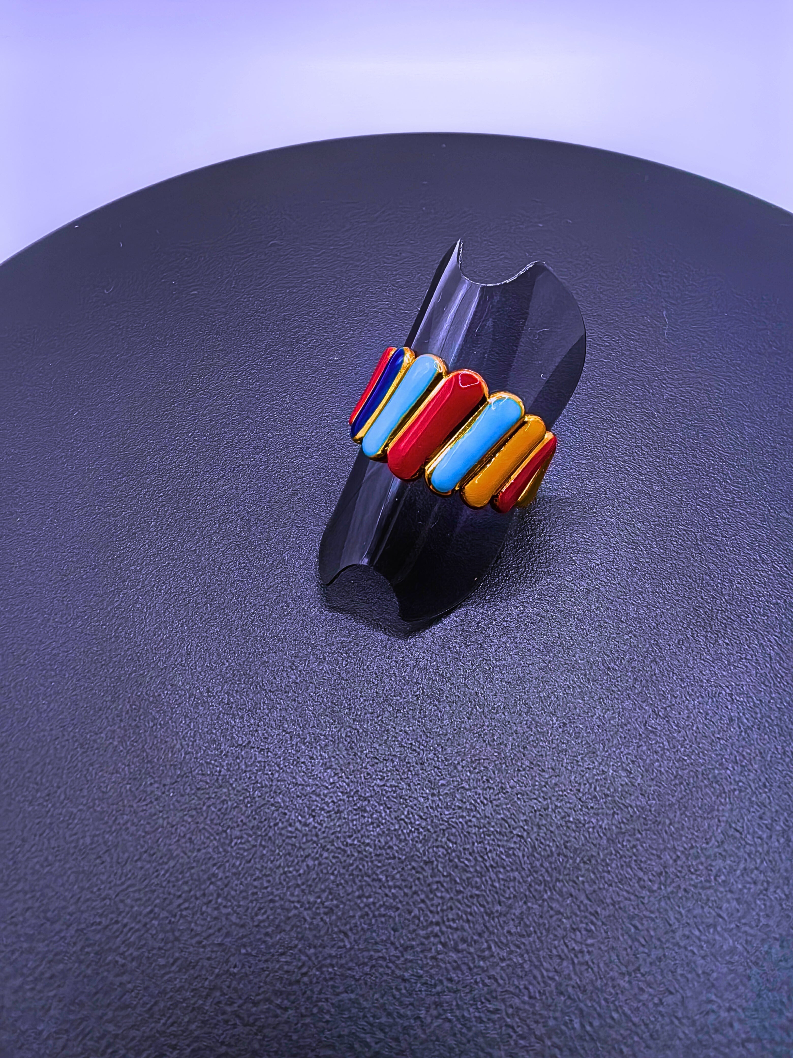 RB0019 - Anillo Acero Inoxidable Epoxica Chapa Oro 14k Calenbi