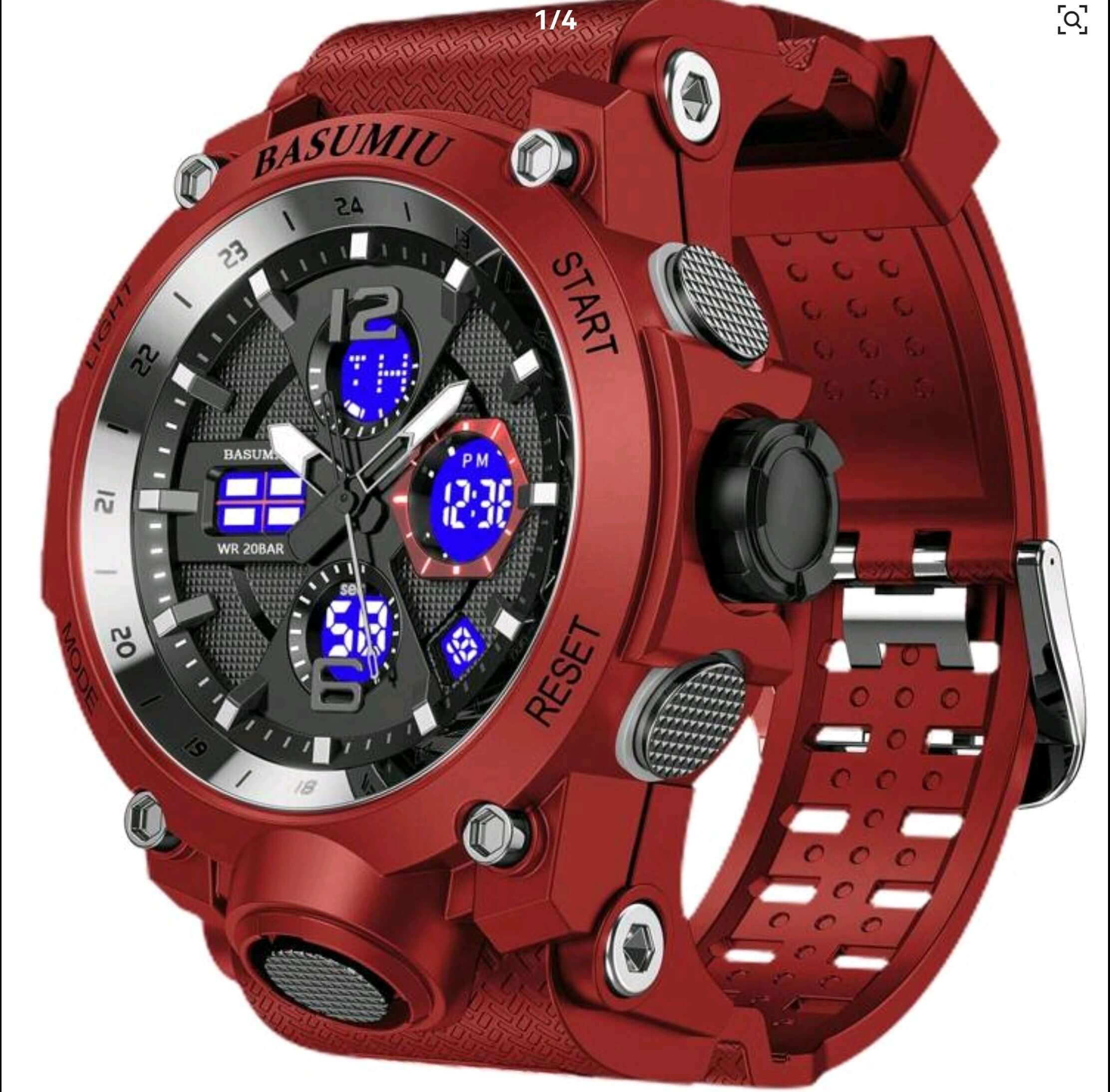 WA0024 - Reloj Digital Análogo Plástico Rojo BASUMIU