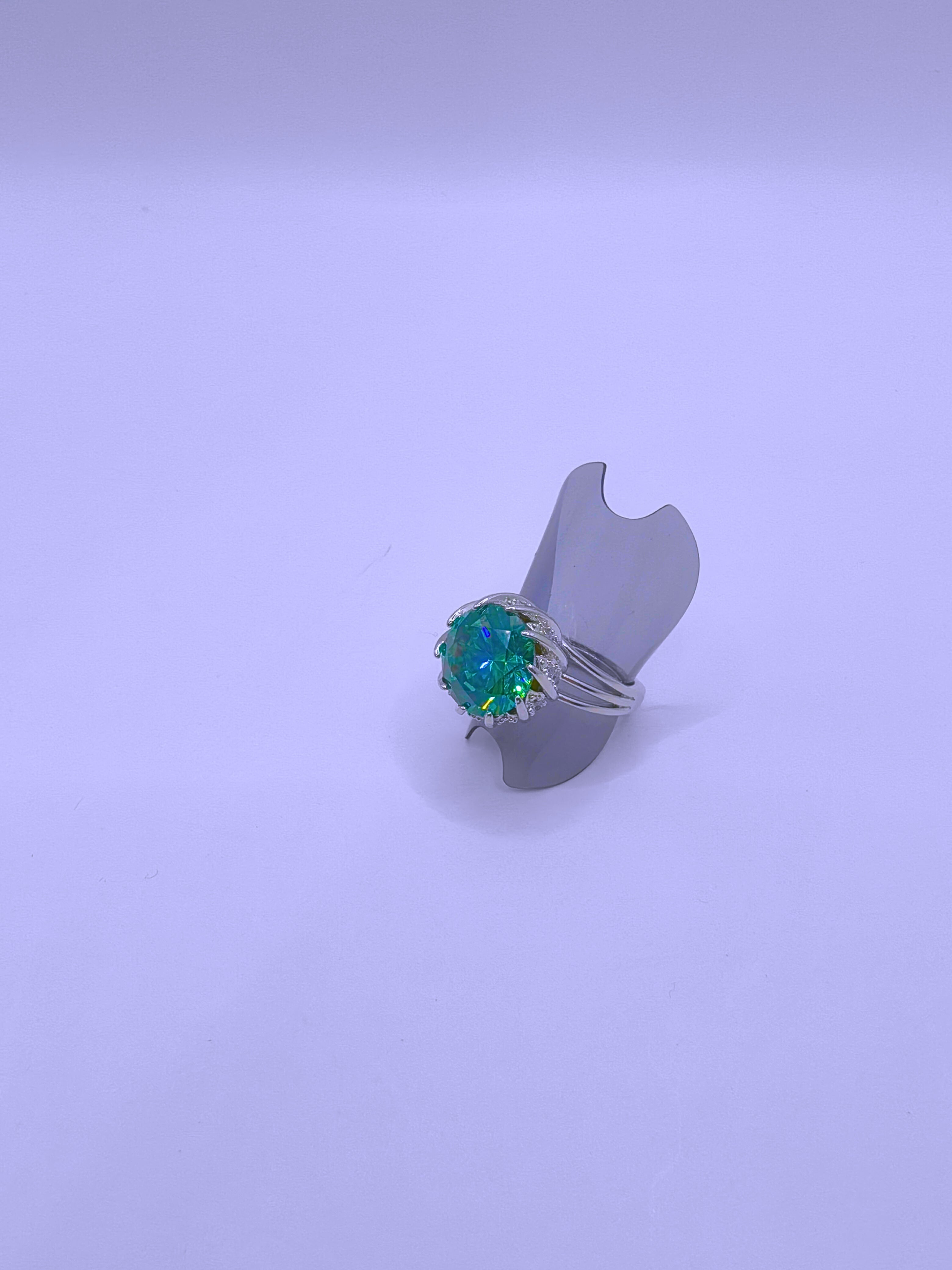 RB0017 - Anillo Aleación Circonita Cubica Turquesa Ajustable Calenbi