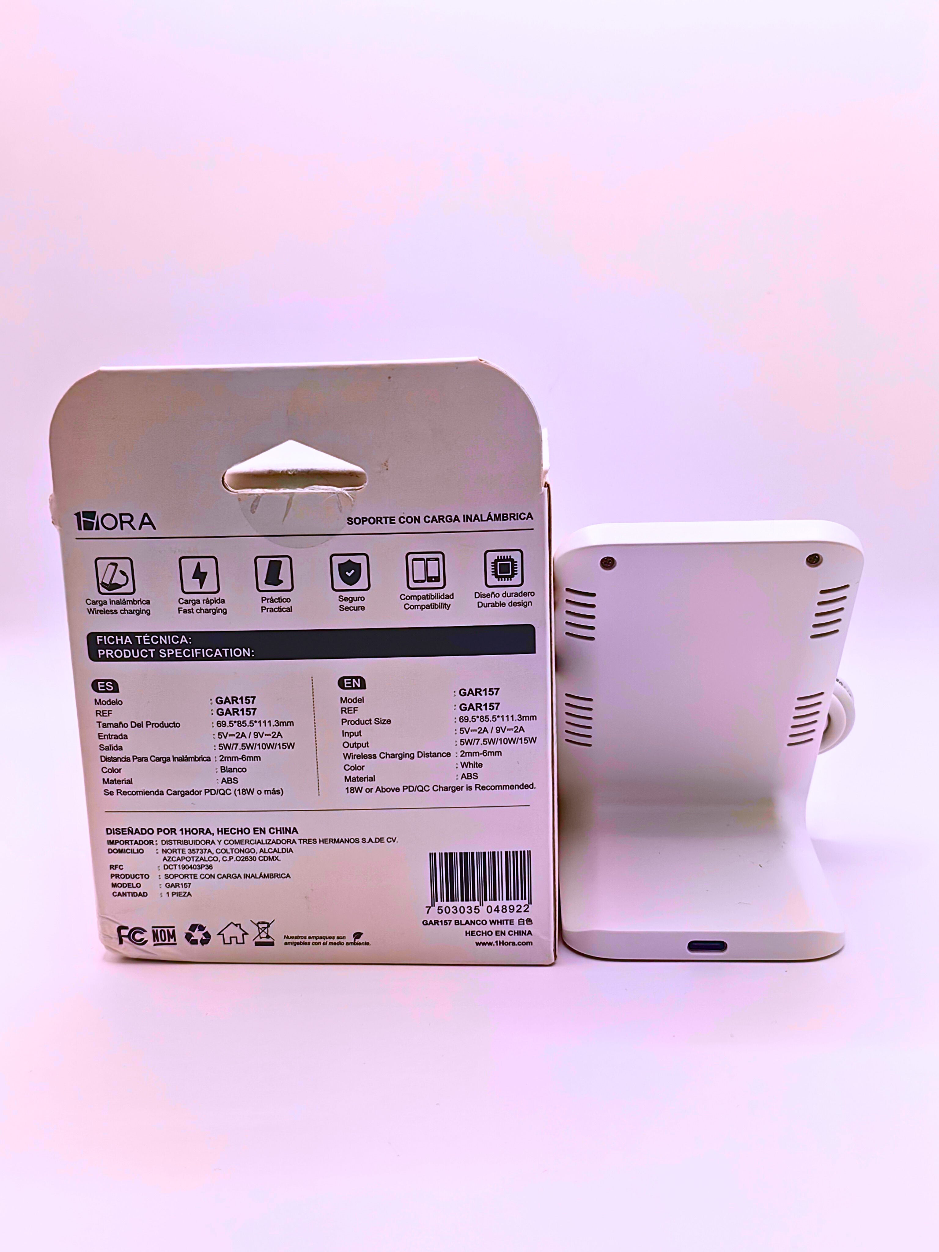 CB157 - Soporte Para Celular Con Carga Inalambrica 1Hora