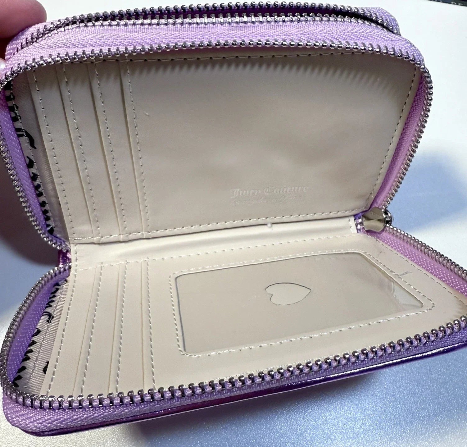Juicy Couture String Of Pearls Double Medium Zip Around Wallet Violet Tulle