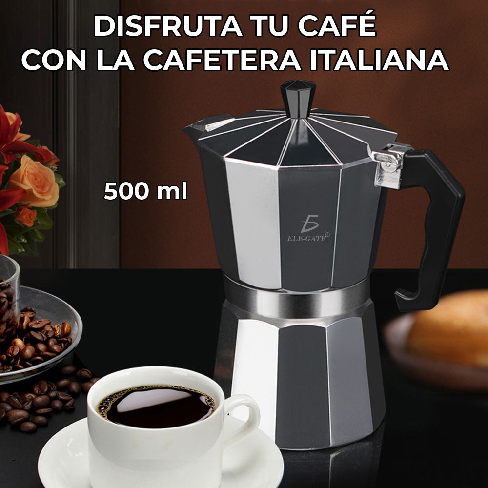 Cafetera Italiana Manual Plateada 500ml