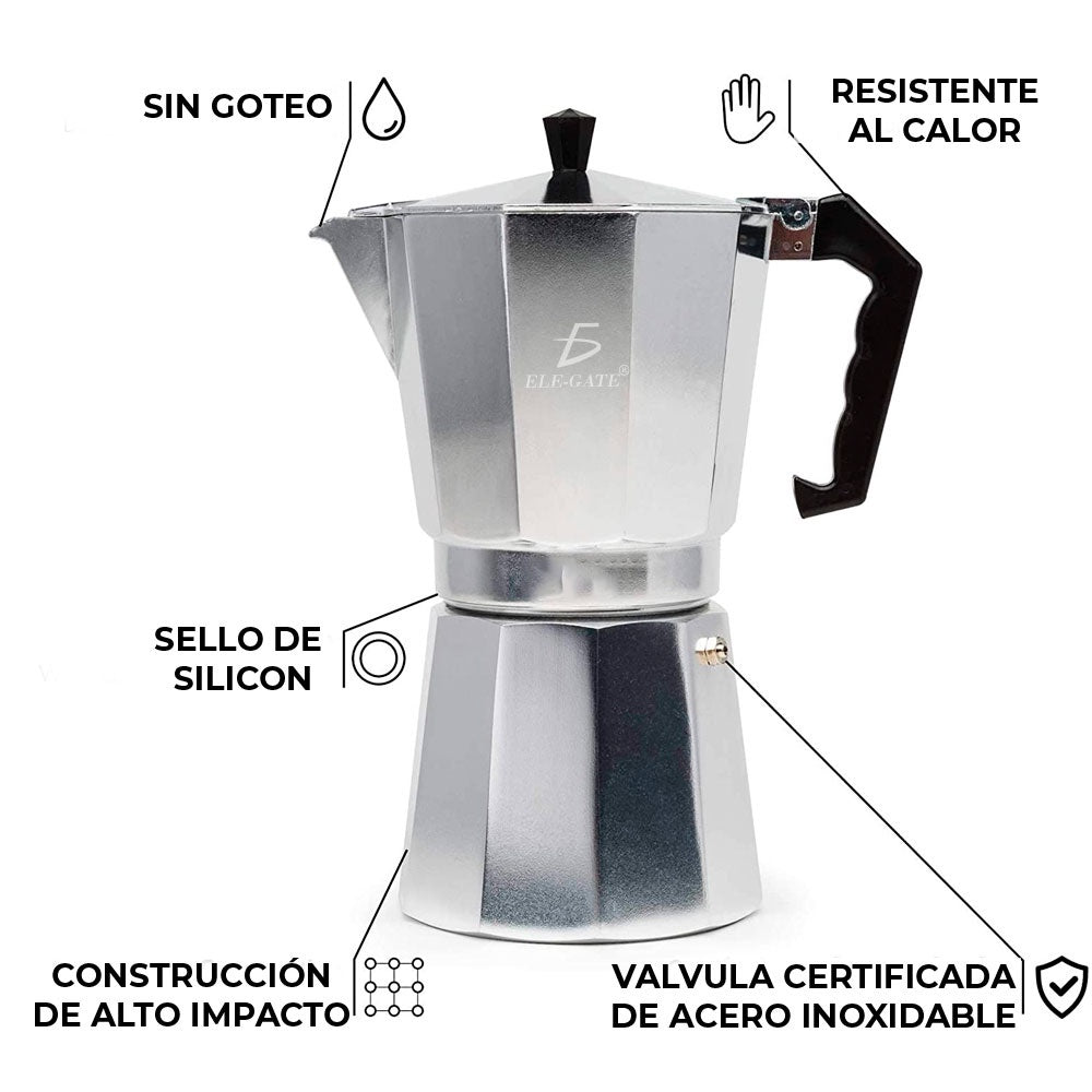 Cafetera Italiana Manual Plateada 500ml