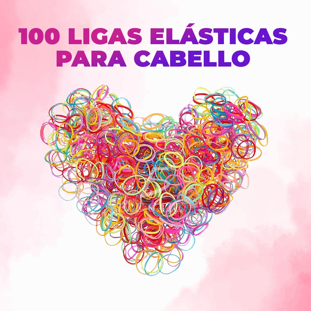 100 Ligas Elasticas Cabello Niña Bebe Colores Peinados