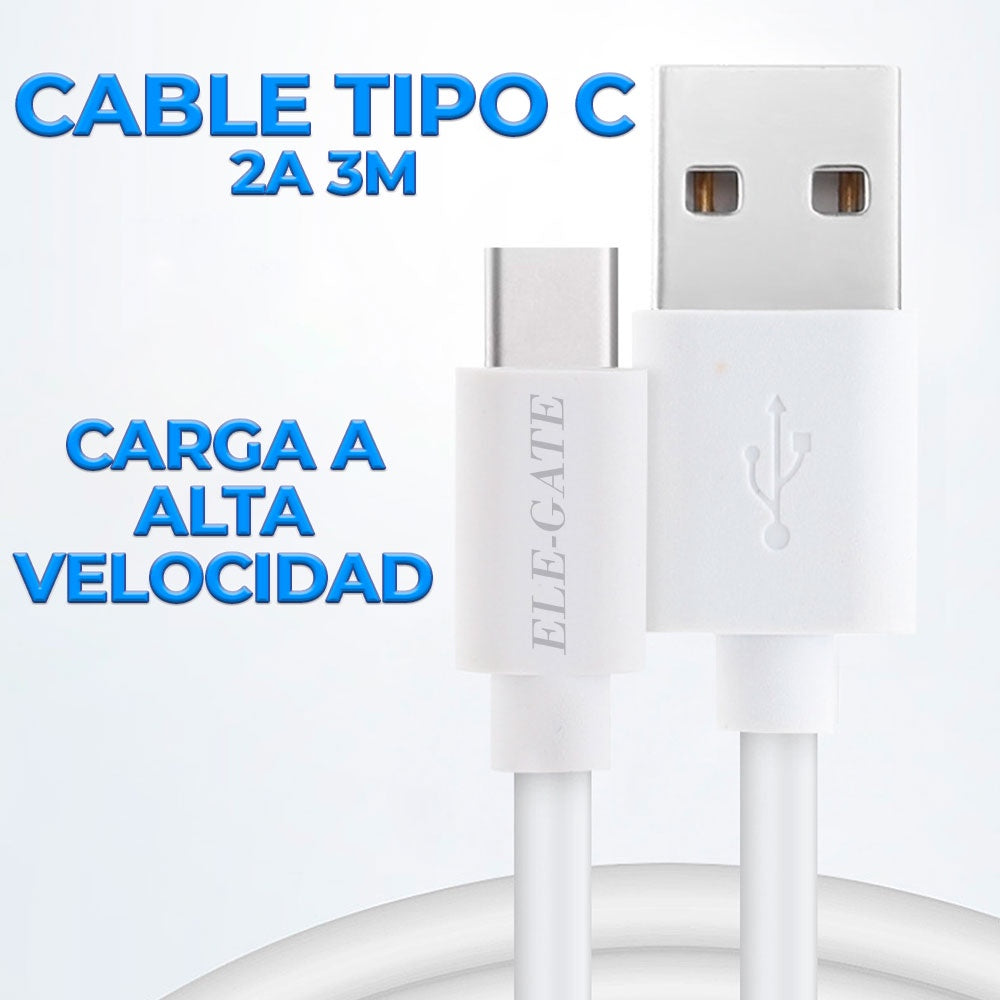 Cable USB - Tipo C IPHONE Carga Rápida 3 metros Super Flash