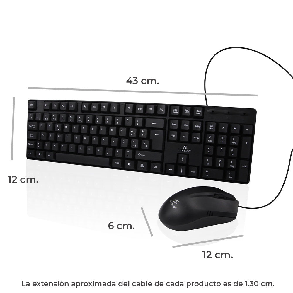 Kit Teclado Y Mouse Usb Alámbrico Laptop