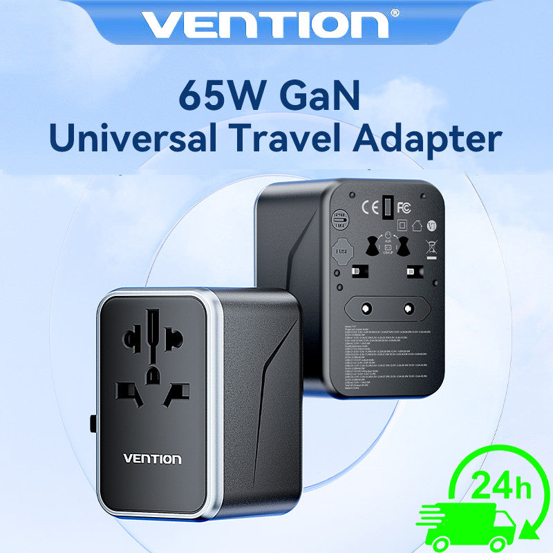 Vention 65W 4 Puertos USB Multi-Plugs Extensión Adaptador Universal