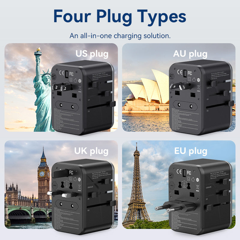 Vention 65W 4 Puertos USB Multi-Plugs Extensión Adaptador Universal