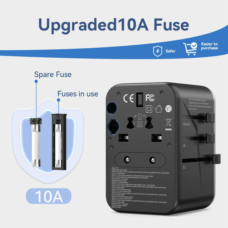 Vention 65W 4 Puertos USB Multi-Plugs Extensión Adaptador Universal