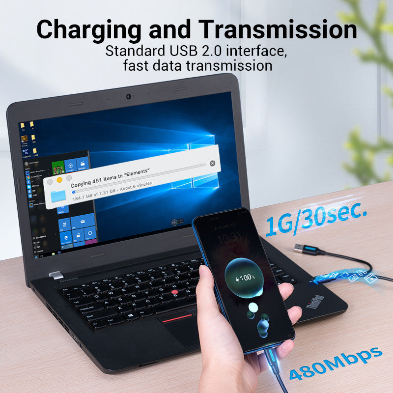 Vention 3A USB C Cable Con Fuente De Alimentación De Carga Rápida Andriod