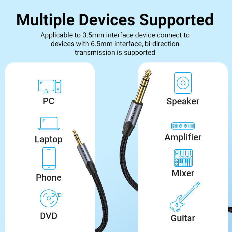 Vention Cable De Audio De 3.5 Mm A 6.35 Mm aleación de aluminio