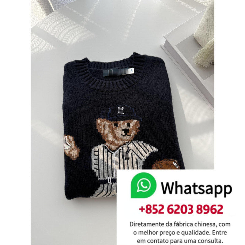 Suéter de punto casual con cuello redondo