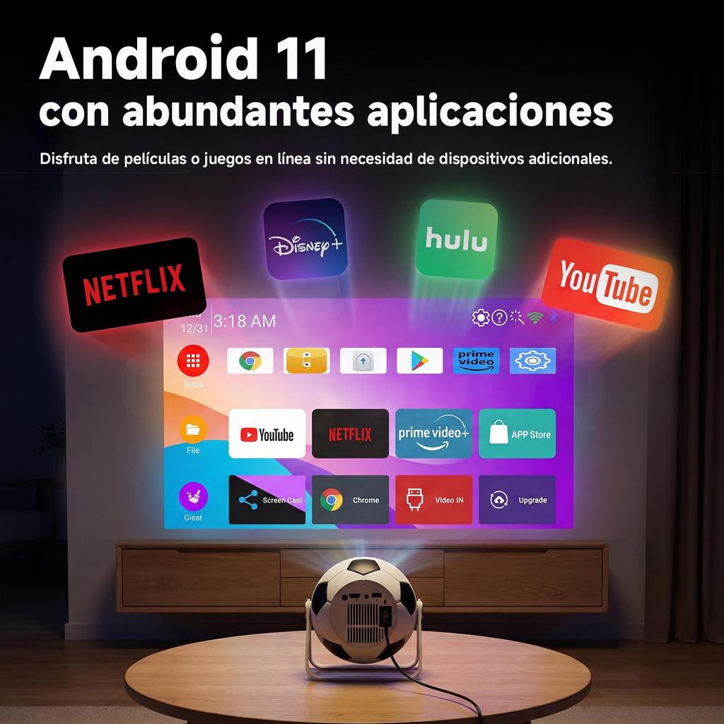 Miniproyector con Wi-Fi 6 y Bluetooth, proyector portátil