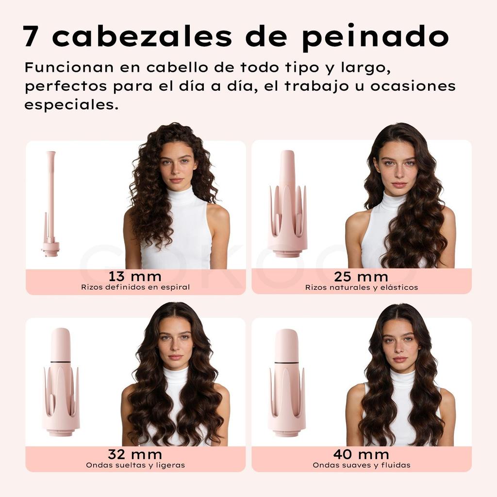 Rizador 7 en 1 automático cepillo alisador