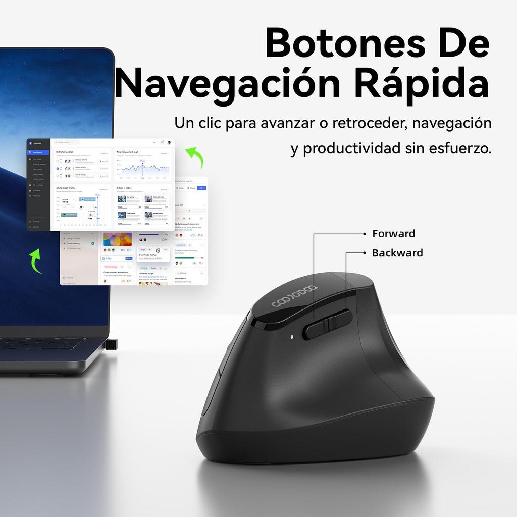 Ratón Vertical Dual Modo 2.4G+Bluetooth