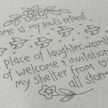 Panel de Bordado 12 diseños La Madriguera del Búho Natalie Bird en lino-algodón 46 x 137 cm