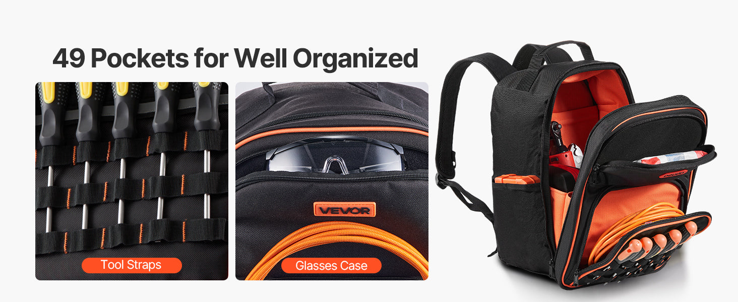 Mochila Portaherramientas con 49 Bolsillos