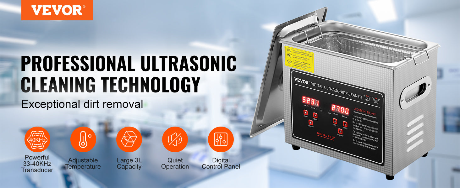 Limpiador Ultrasónico de Acero Inoxidable Portátil con Calentamiento