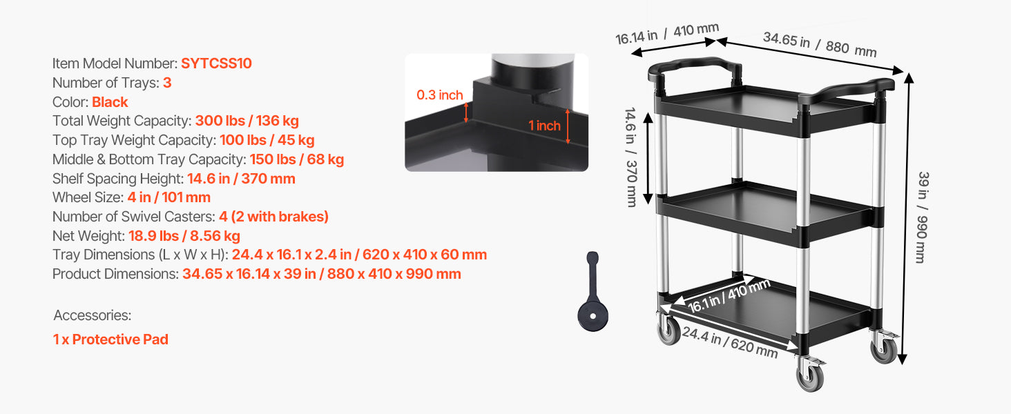 Carrito Multiusos, Carga de 136 kg
