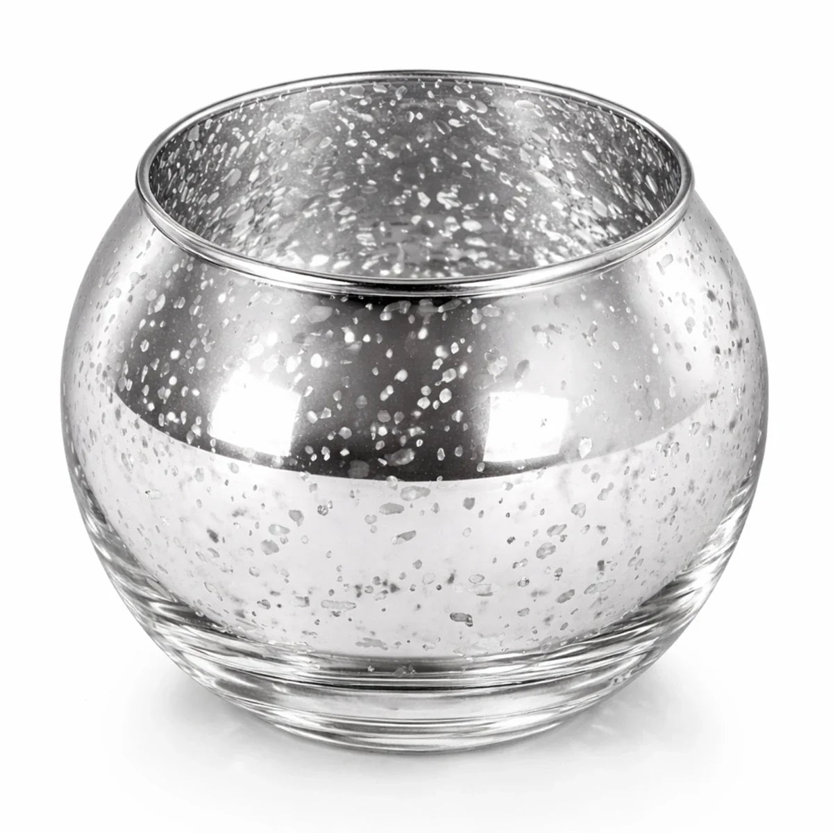 Votivos Portavelas Pecera - Vaso de vidrio para velas redonda - Frasco Plata con Salpicaduras