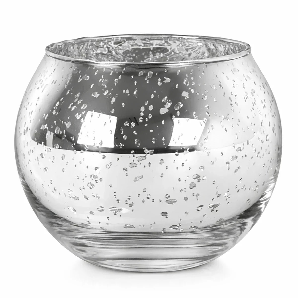 Votivos Portavelas Pecera - Vaso de vidrio para velas redonda - Frasco Plata con Salpicaduras